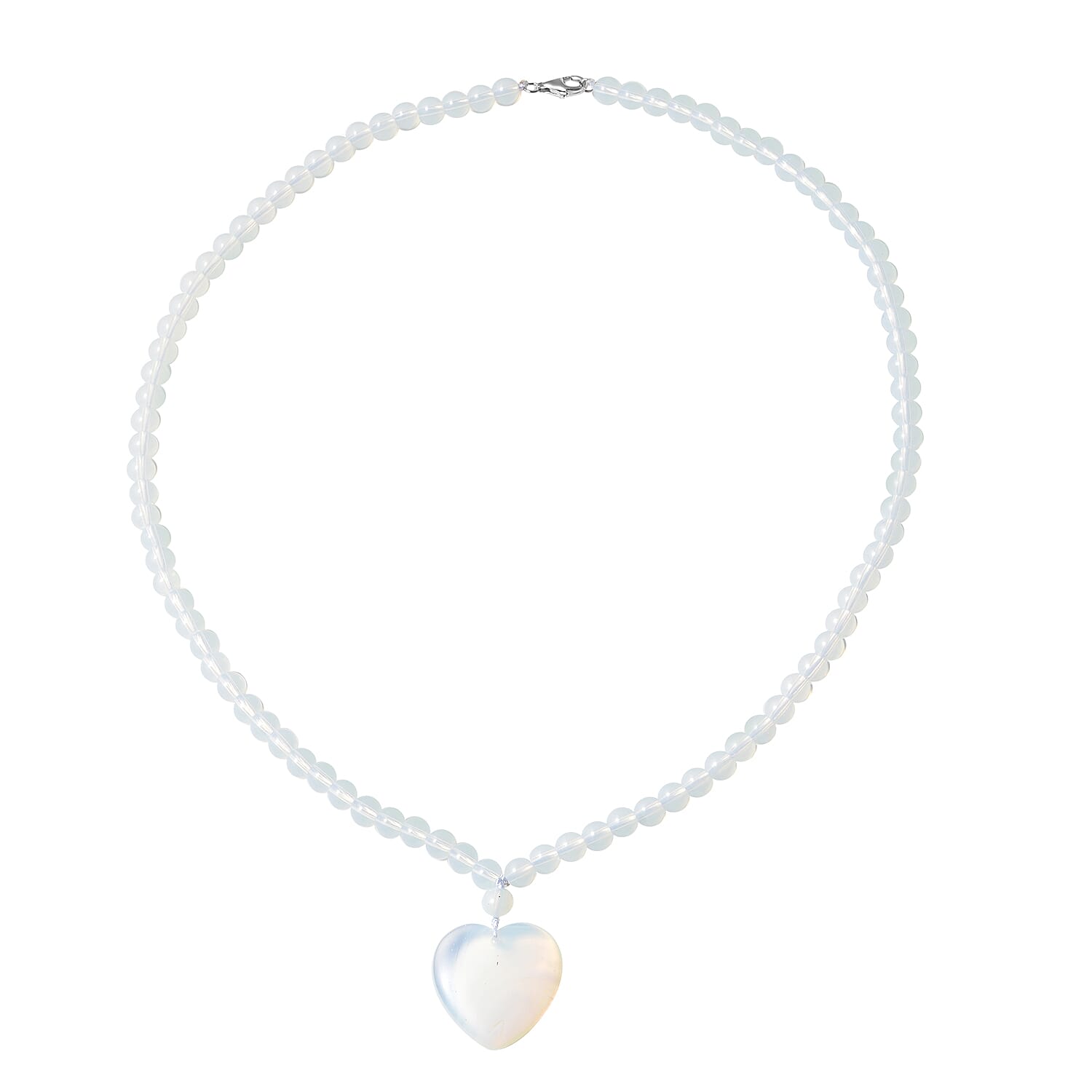 Opalite Heart Necklace (Size - 20) in Sterling Silver - 153 Ct.