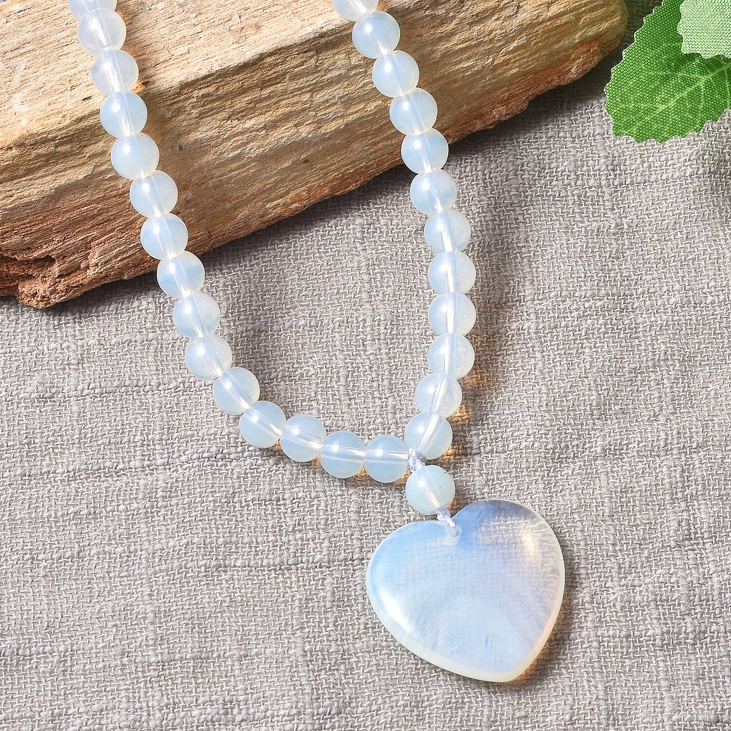 Opalite Heart Necklace (Size - 20) in Sterling Silver - 153 Ct.