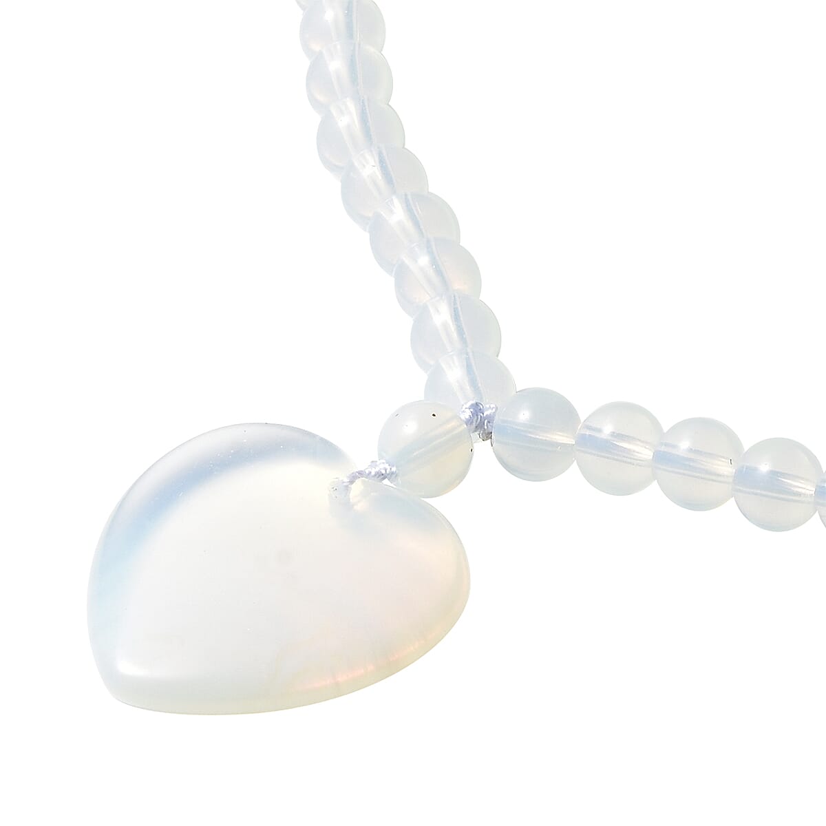 Opalite Heart Necklace (Size - 20) in Sterling Silver - 153 Ct.