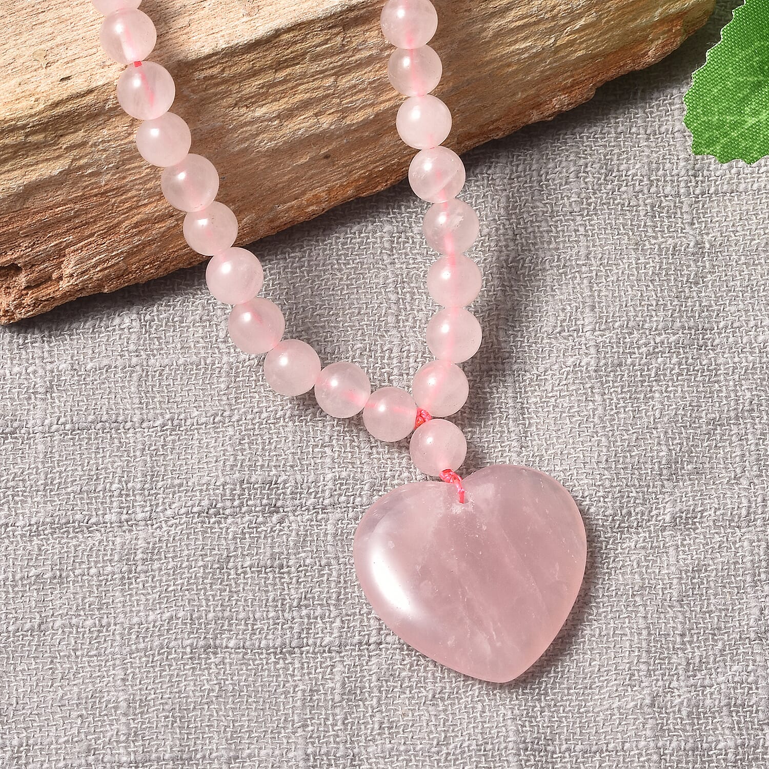 Rose Quartz Heart Necklace (Size - 20) in Sterling Silver - 154 Ct.