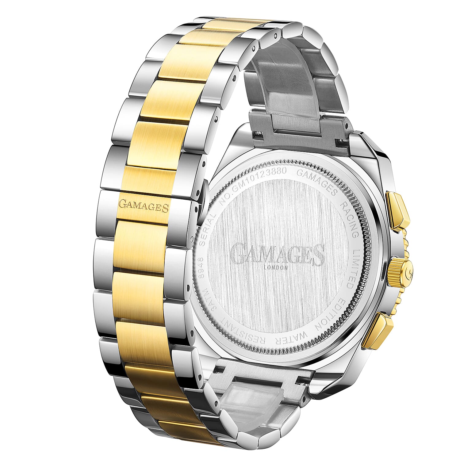 Limited Edition- GAMAGES OF LONDON Limited Edition Hand Assembled Racing Automatic Movement Red Dial Water Resistant Watch with Two Tone Colour Chain Strap