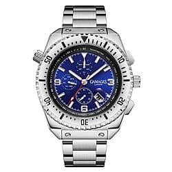 Limited Edition- GAMAGES OF LONDON Limited Edition Hand Assembled Racing Automatic Movement Blue Dial Water Resistant Watch with Silver Colour Chain Strap
