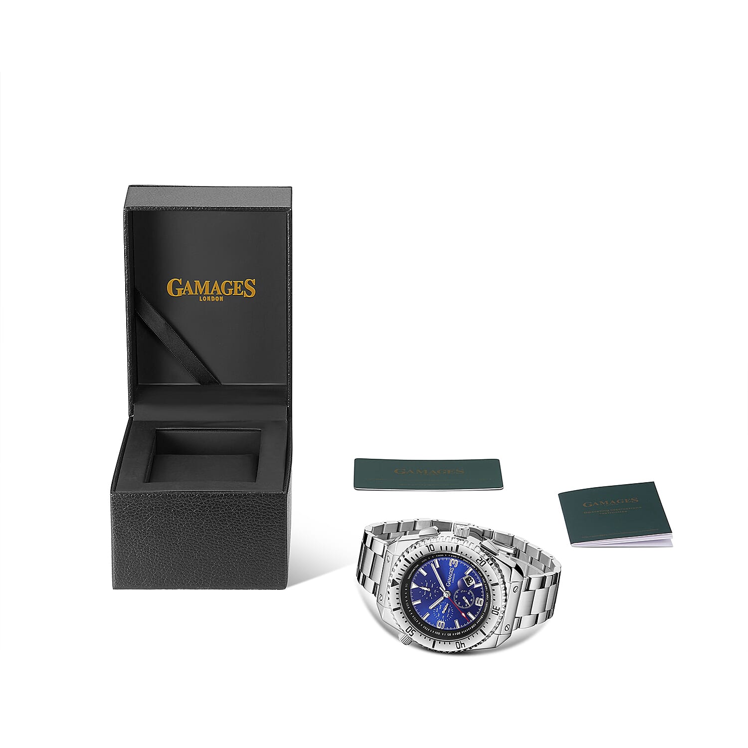 Limited Edition- GAMAGES OF LONDON Limited Edition Hand Assembled Racing Automatic Movement Blue Dial Water Resistant Watch with Silver Colour Chain Strap