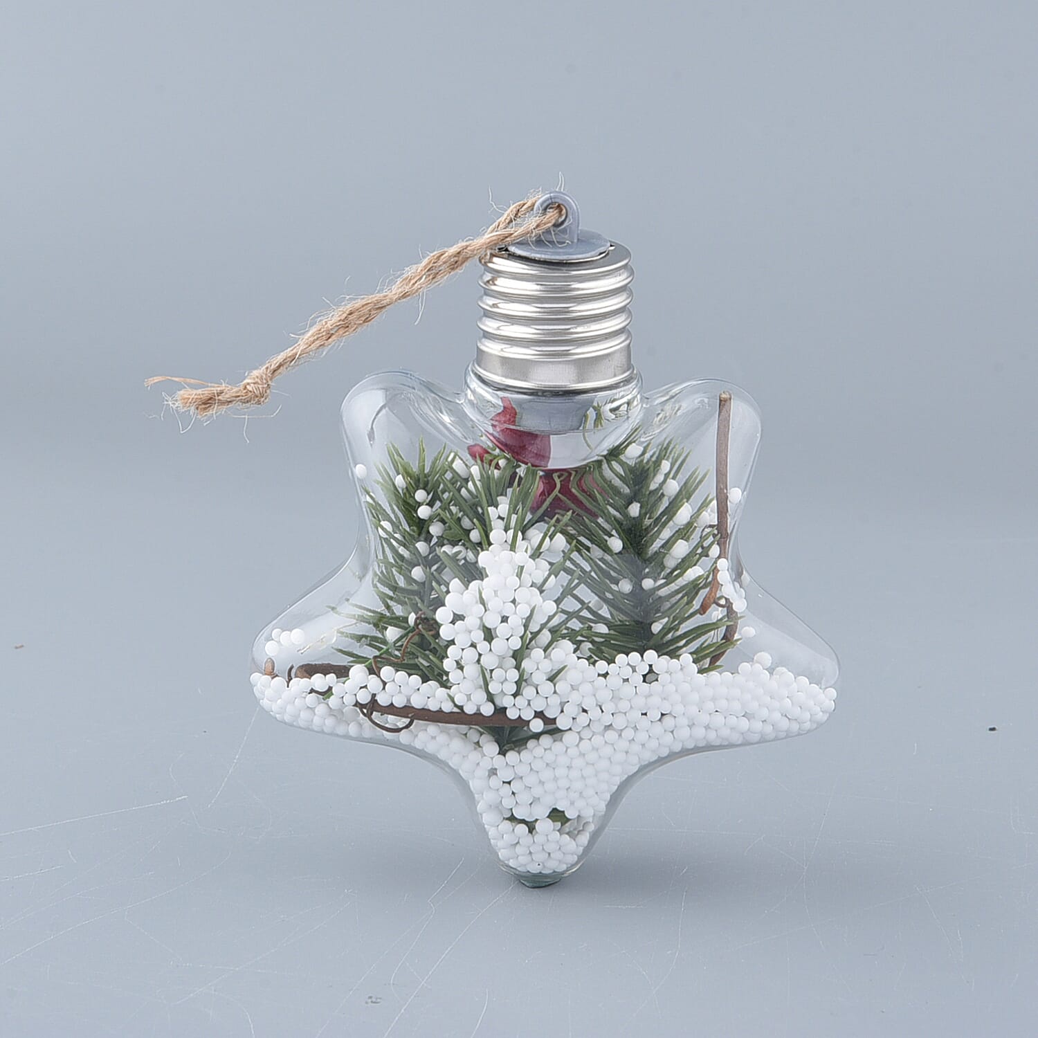 Set of 2 - Christmas Decorative Star Pattern Transparent LED Light (Size 14x7Cm)