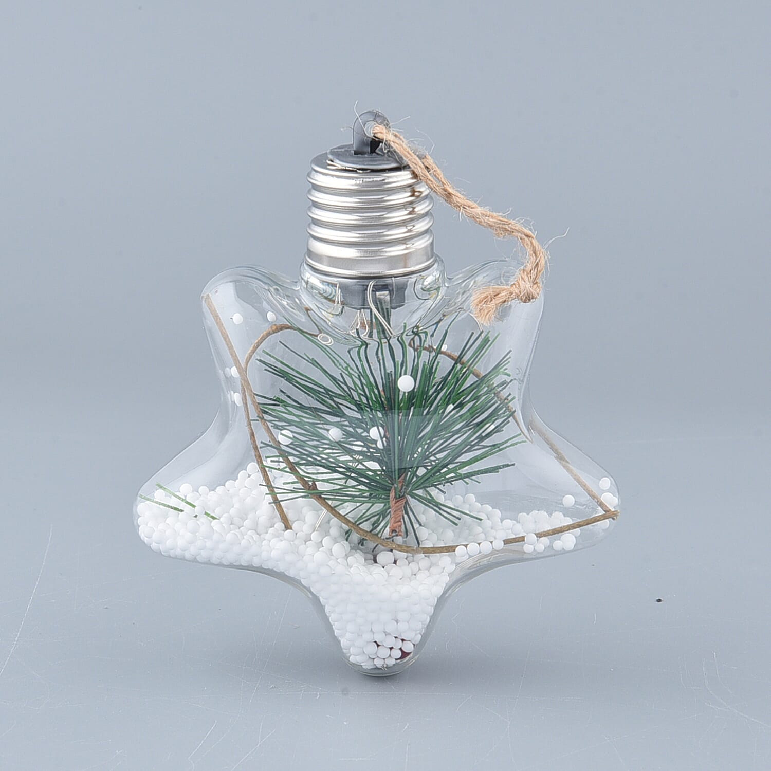 Set of 2 - Christmas Decorative Star Pattern Transparent LED Light (Size 14x7Cm)