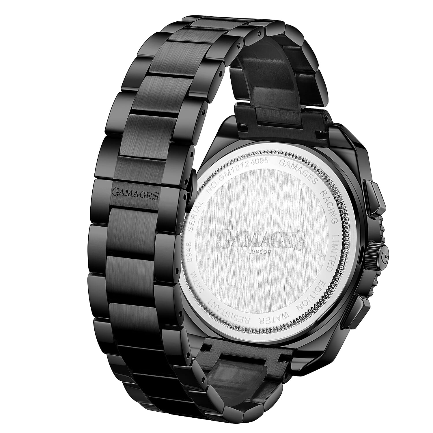 Limited Edition- GAMAGES OF LONDON Limited Edition Hand Assembled Racing Automatic Movement Black Dial Water Resistant Watch with Black Colour Chain Strap