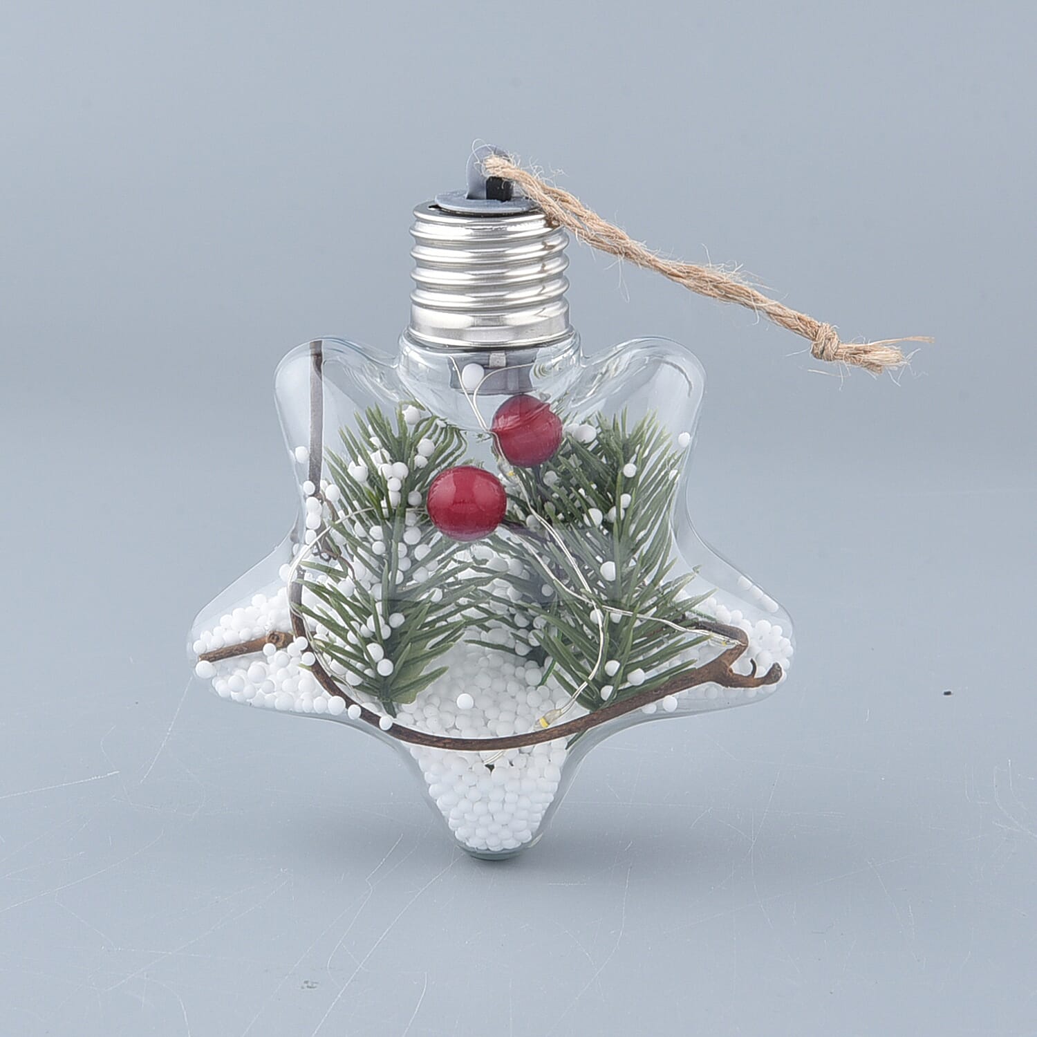 Set of 2 - Christmas Decorative Star Pattern Transparent LED Light (Size 14x7Cm)