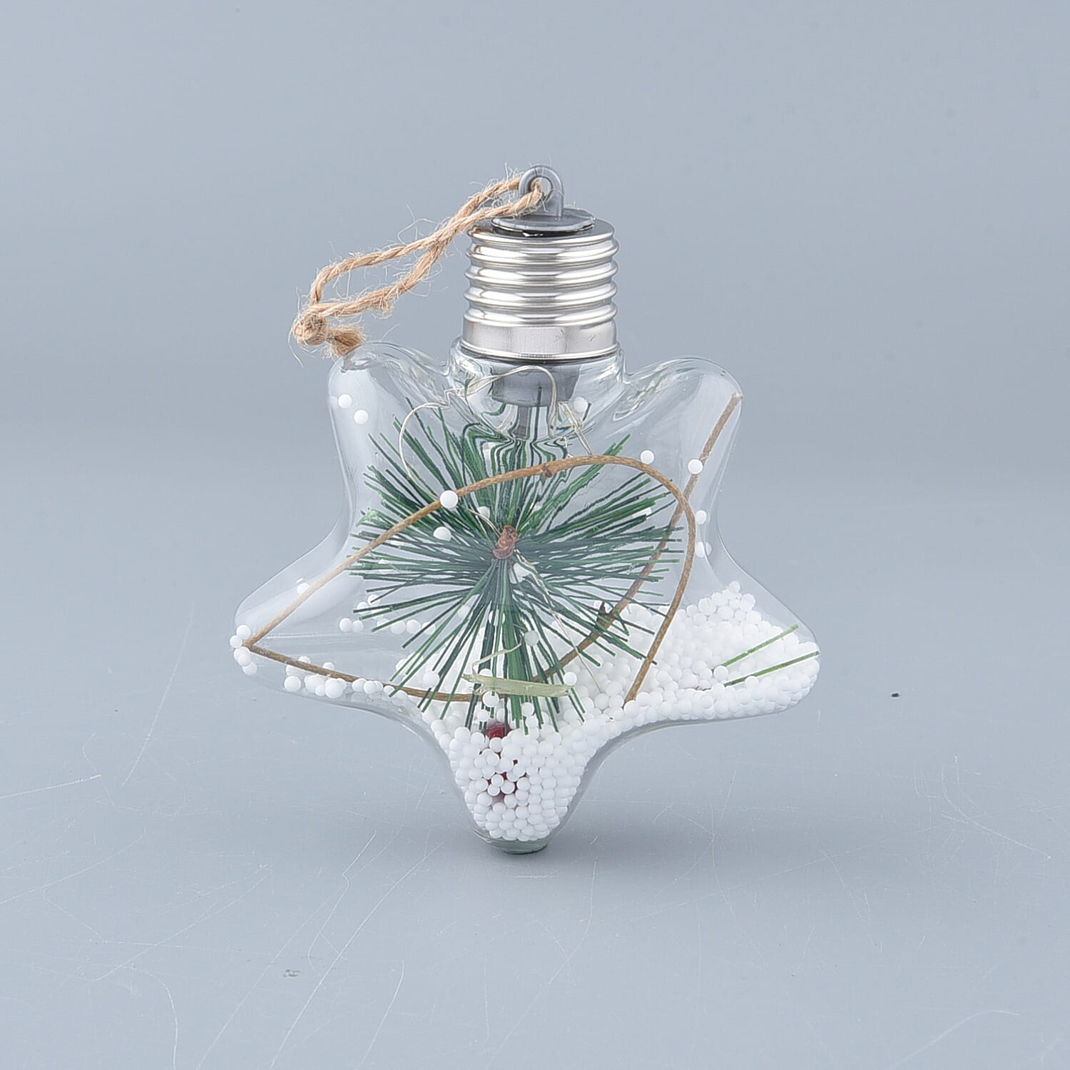 Set of 2 - Christmas Decorative Star Pattern Transparent LED Light (Size 14x7Cm)