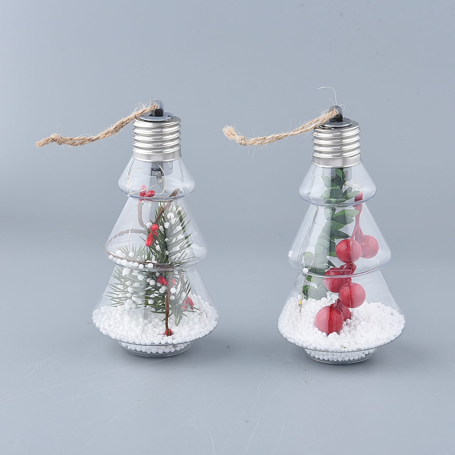 Set of 2 - Christmas Decorative Tree Pattern Transparent LED Light (Size 14x7Cm)