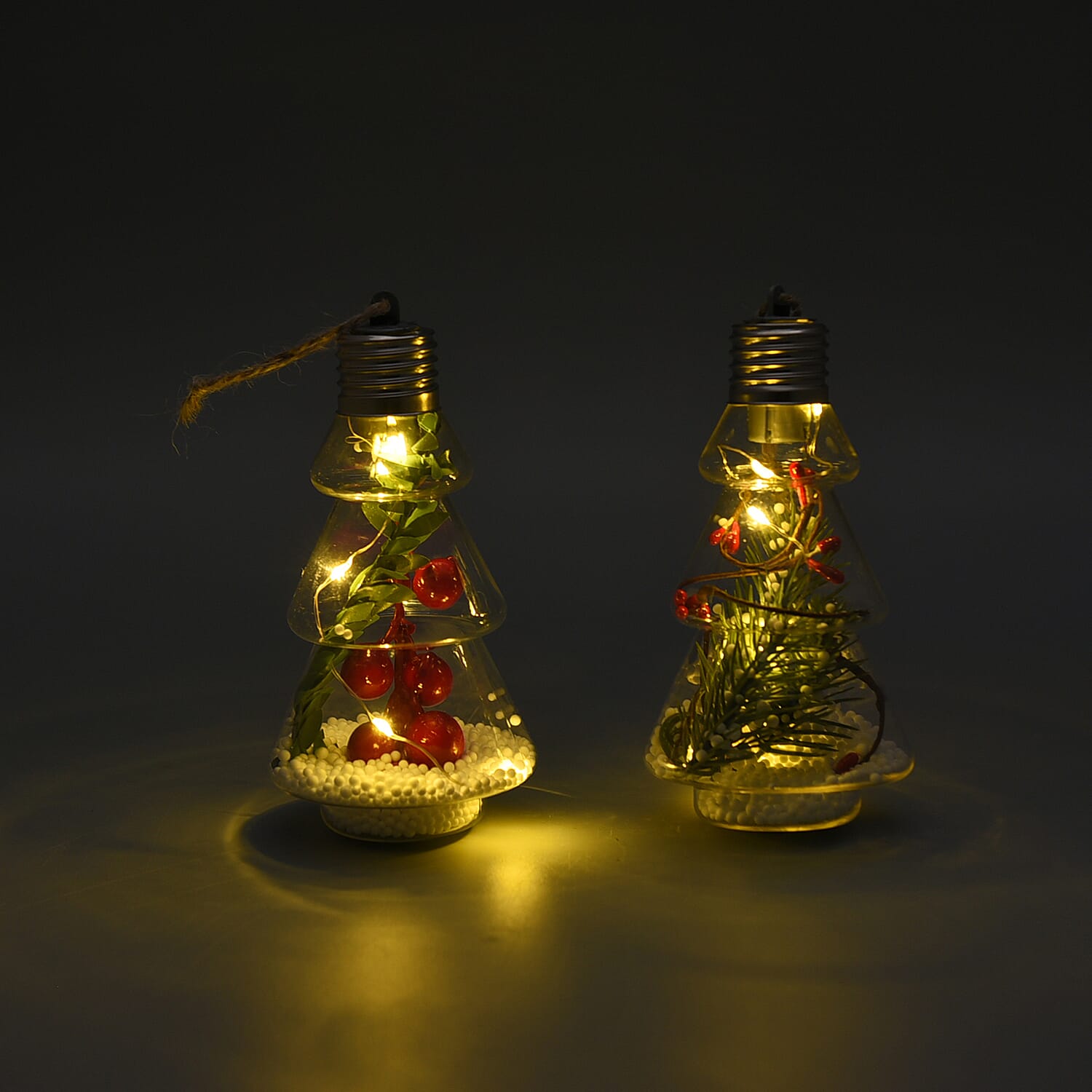 Set of 2 - Christmas Decorative Tree Pattern Transparent LED Light (Size 14x7Cm)