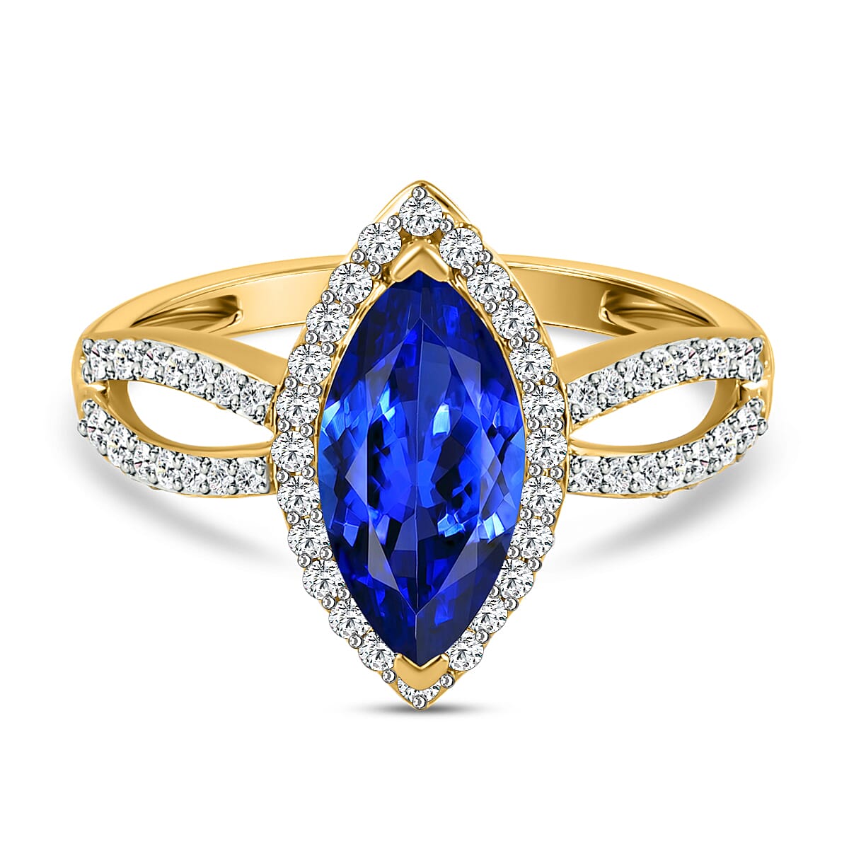 9K Yellow Gold Tanzanite and Diamond Ring 2.13 Ct.