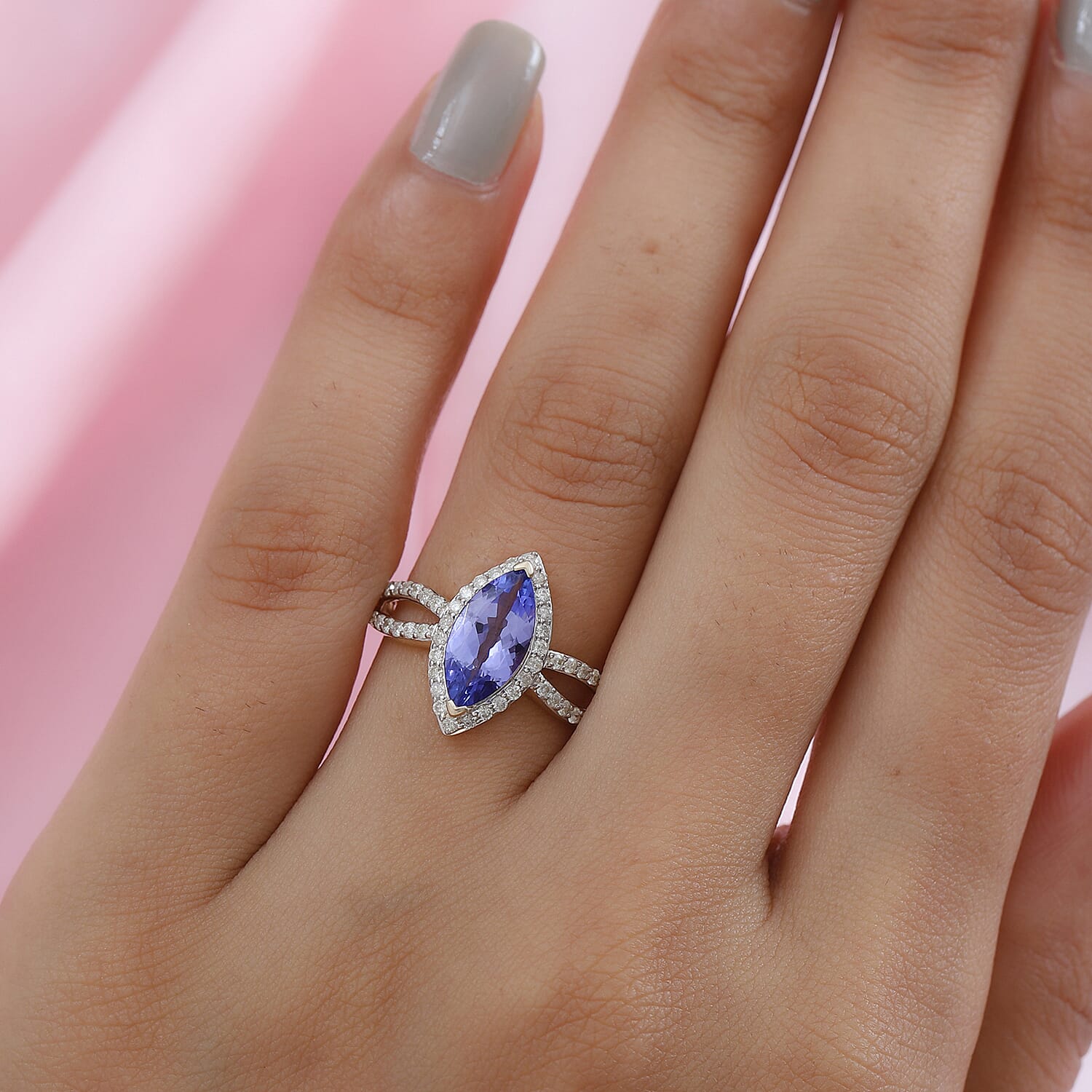9K Yellow Gold Tanzanite and Diamond Ring 2.13 Ct.