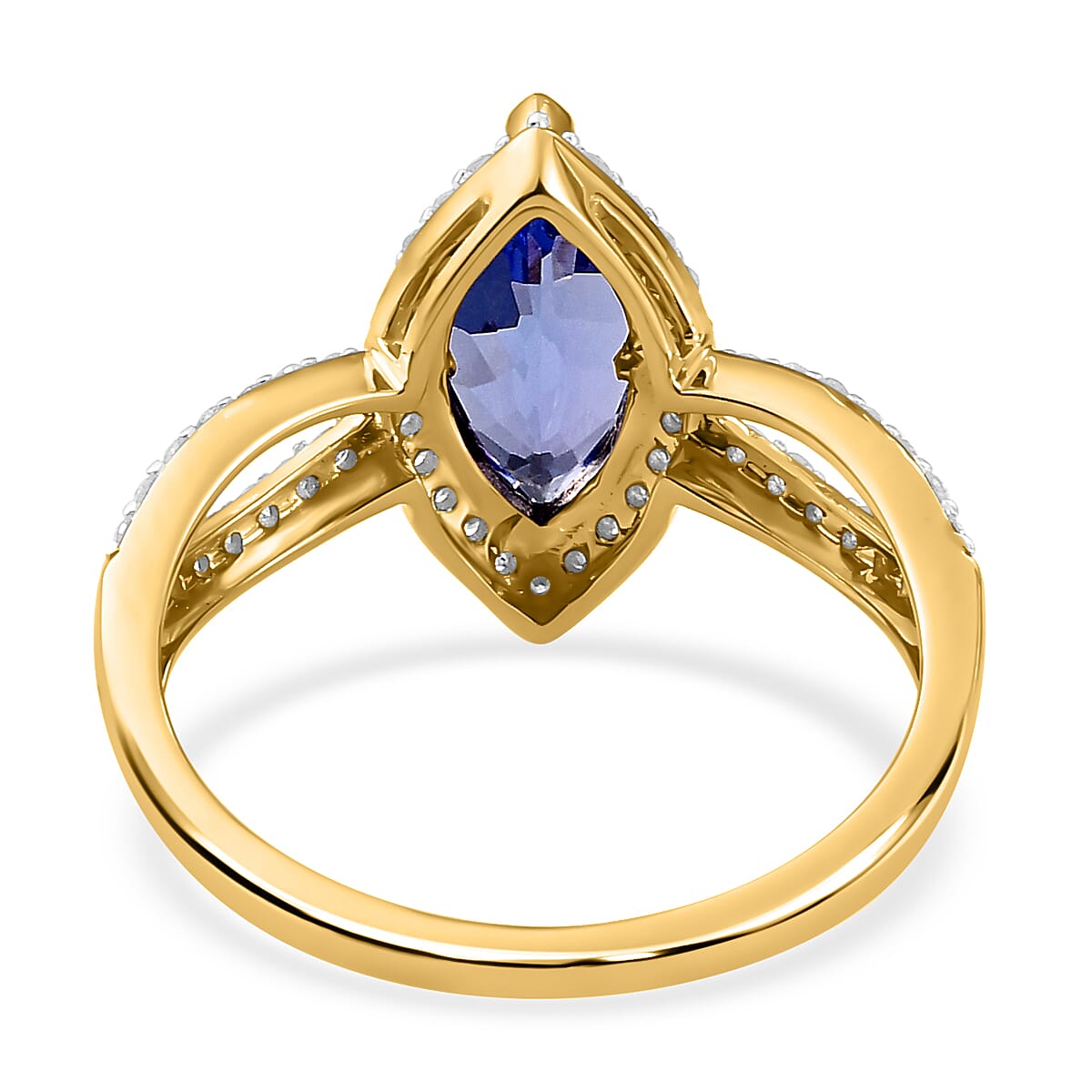9K Yellow Gold Tanzanite and Diamond Ring 2.13 Ct.
