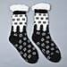 Christmas Jojoba Infused Tree Sherpa Lined Cabin Socks with Faux Fur - Black & White