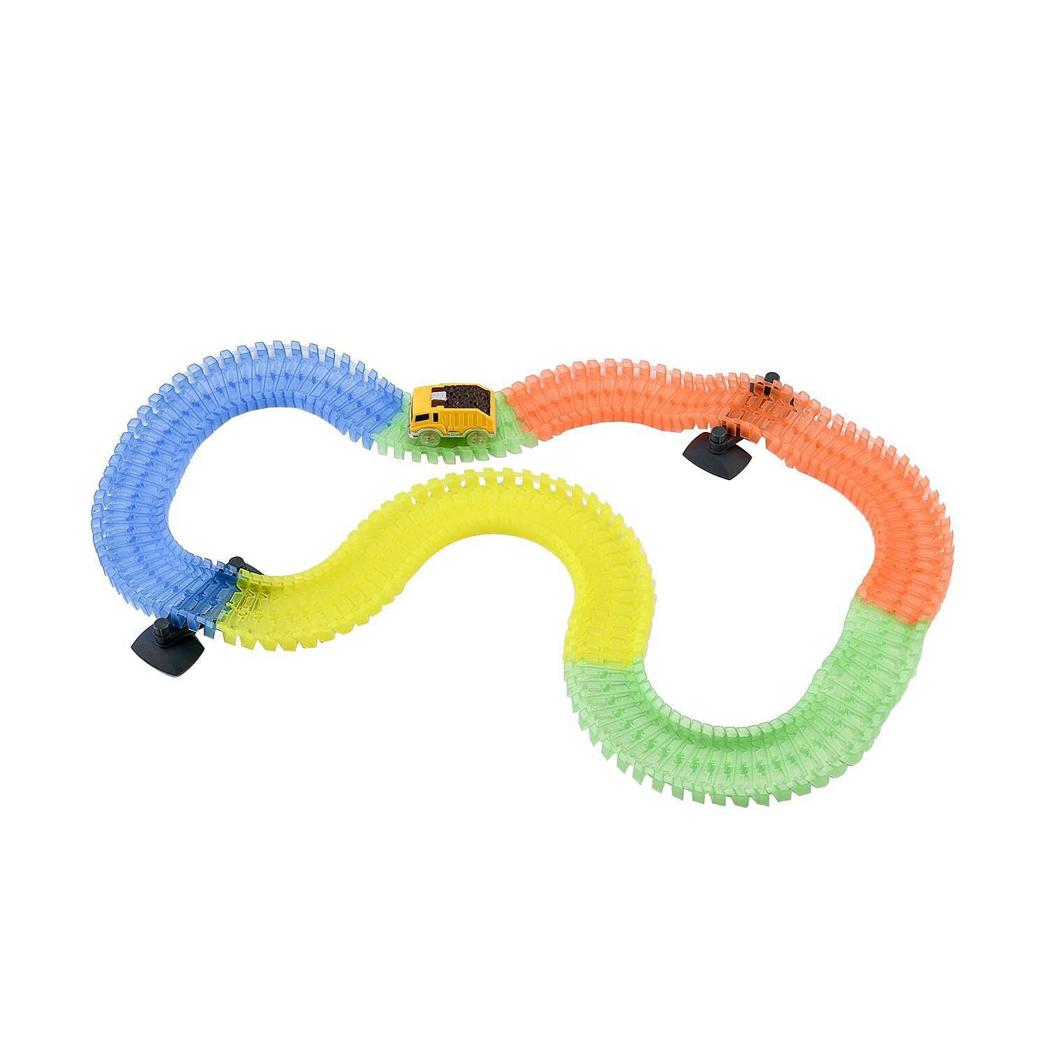 Doorbuster - Flexible Glow Tracks with Toy Car (Incl. 1 LED Car, 160Pcs Light up Tracks and 2 Ramp)