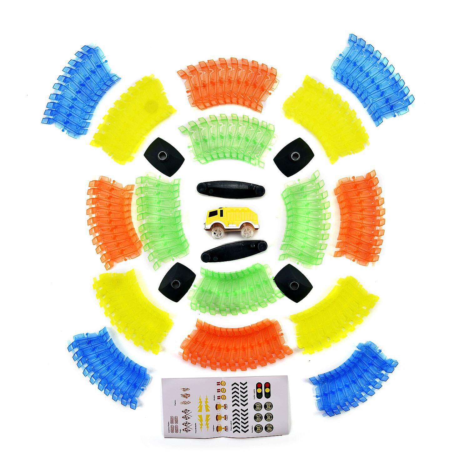 Doorbuster - Flexible Glow Tracks with Toy Car (Incl. 1 LED Car, 160Pcs Light up Tracks and 2 Ramp)