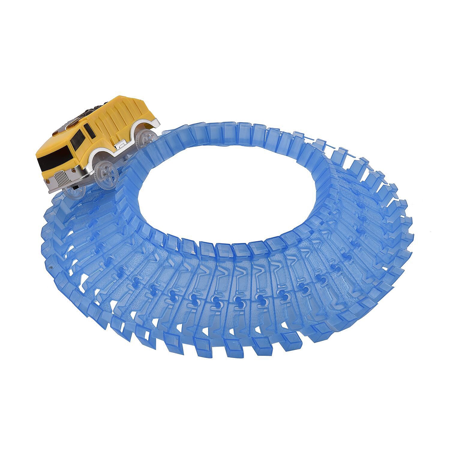 Doorbuster - Flexible Glow Tracks with Toy Car (Incl. 1 LED Car, 160Pcs Light up Tracks and 2 Ramp)