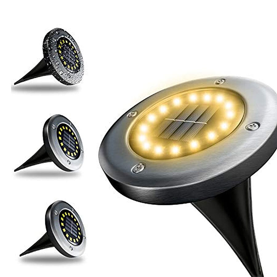 Pack of 4 - Solar Deck Lights (Size:11.8x11.8x13Cm) - Black