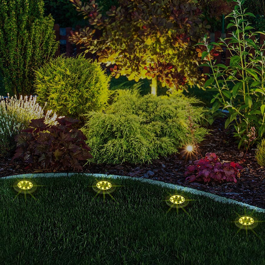 Pack of 4 - Solar Deck Lights (Size:11.8x11.8x13Cm) - Black