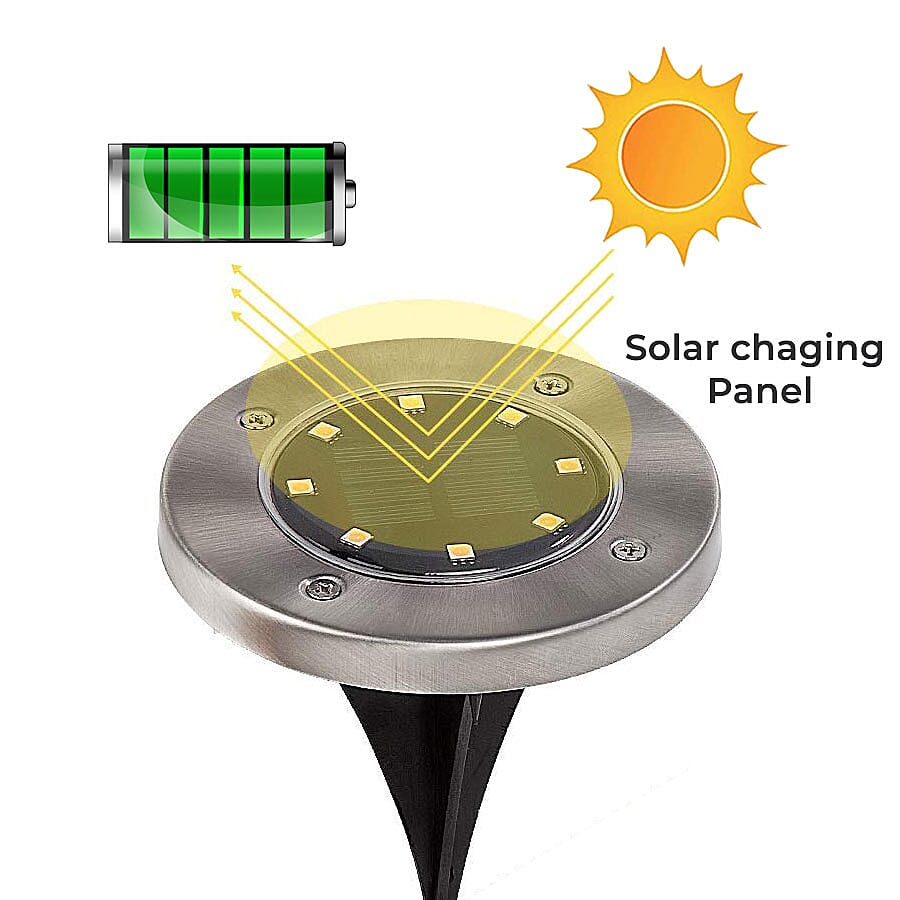 Pack of 4 - Solar Deck Lights (Size:11.8x11.8x13Cm) - Black