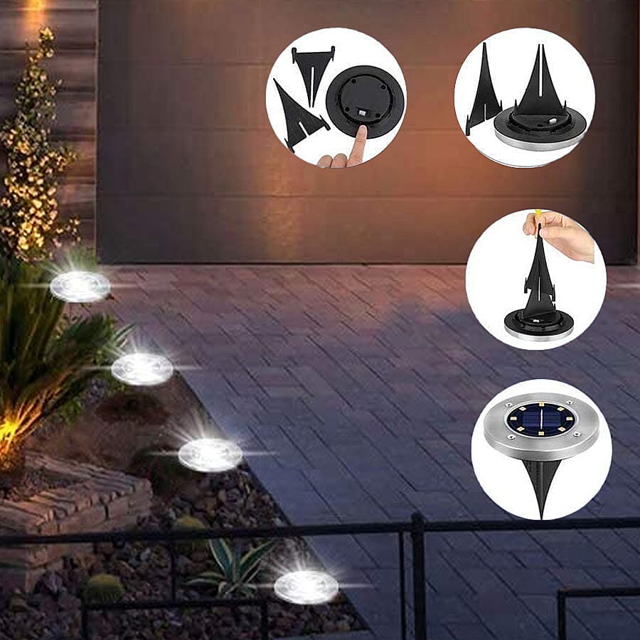 Pack of 4 - Solar Deck Lights (Size:11.8x11.8x13Cm) - Black