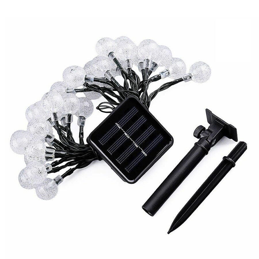 50 LED Solar Globe String Light with Lead & Wire (Size:2x10 Cm)-  White