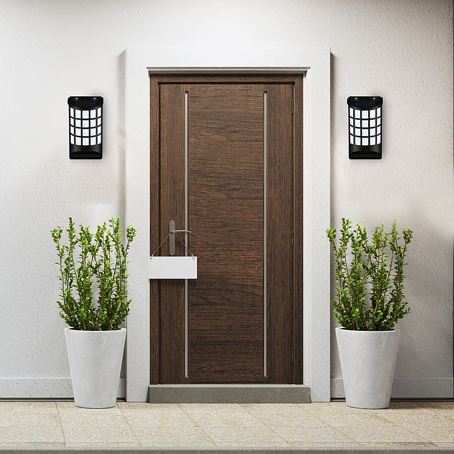 Pack of 2 - Solar Flame Wall Light (Size 10x5x18 Cm) - Black & White