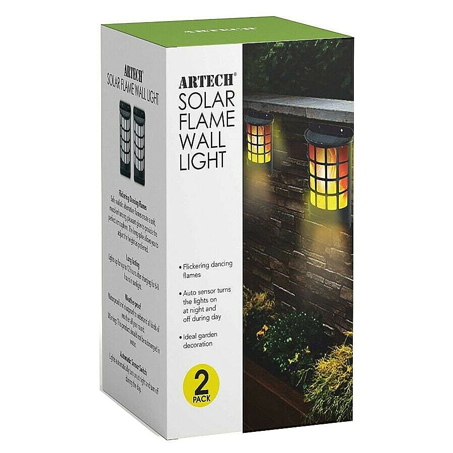 Pack of 2 - Solar Flame Wall Light (Size 10x5x18 Cm) - Black & White