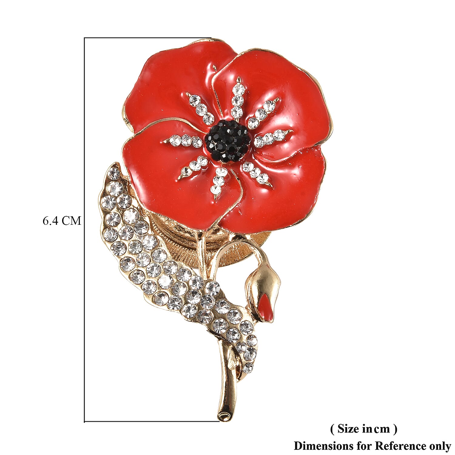 TJC  Design - Black Austrian Crystal ,  White Austrian Enamelled Brooch in Yellow Tone