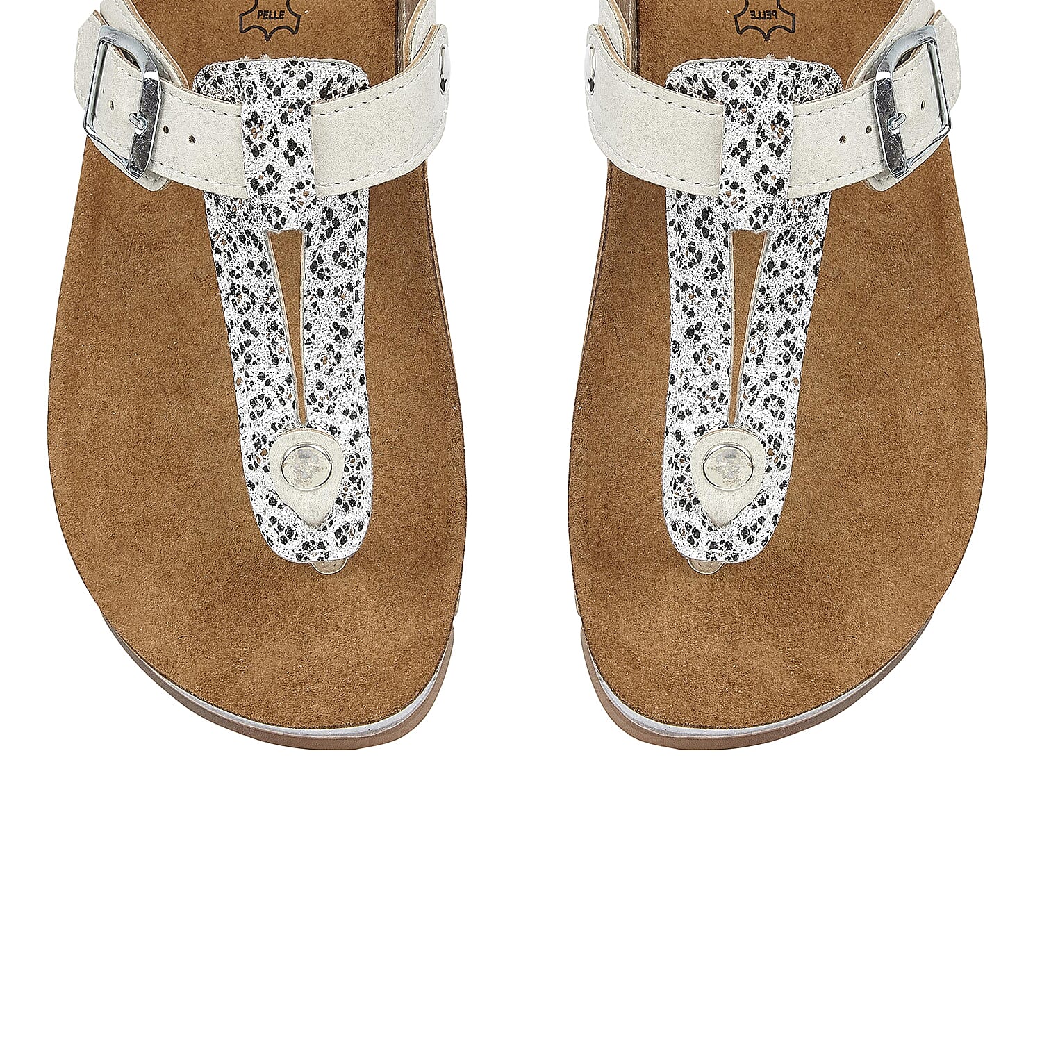 LOTUS Palermo Leopard Print Toe Post Sandals Silver