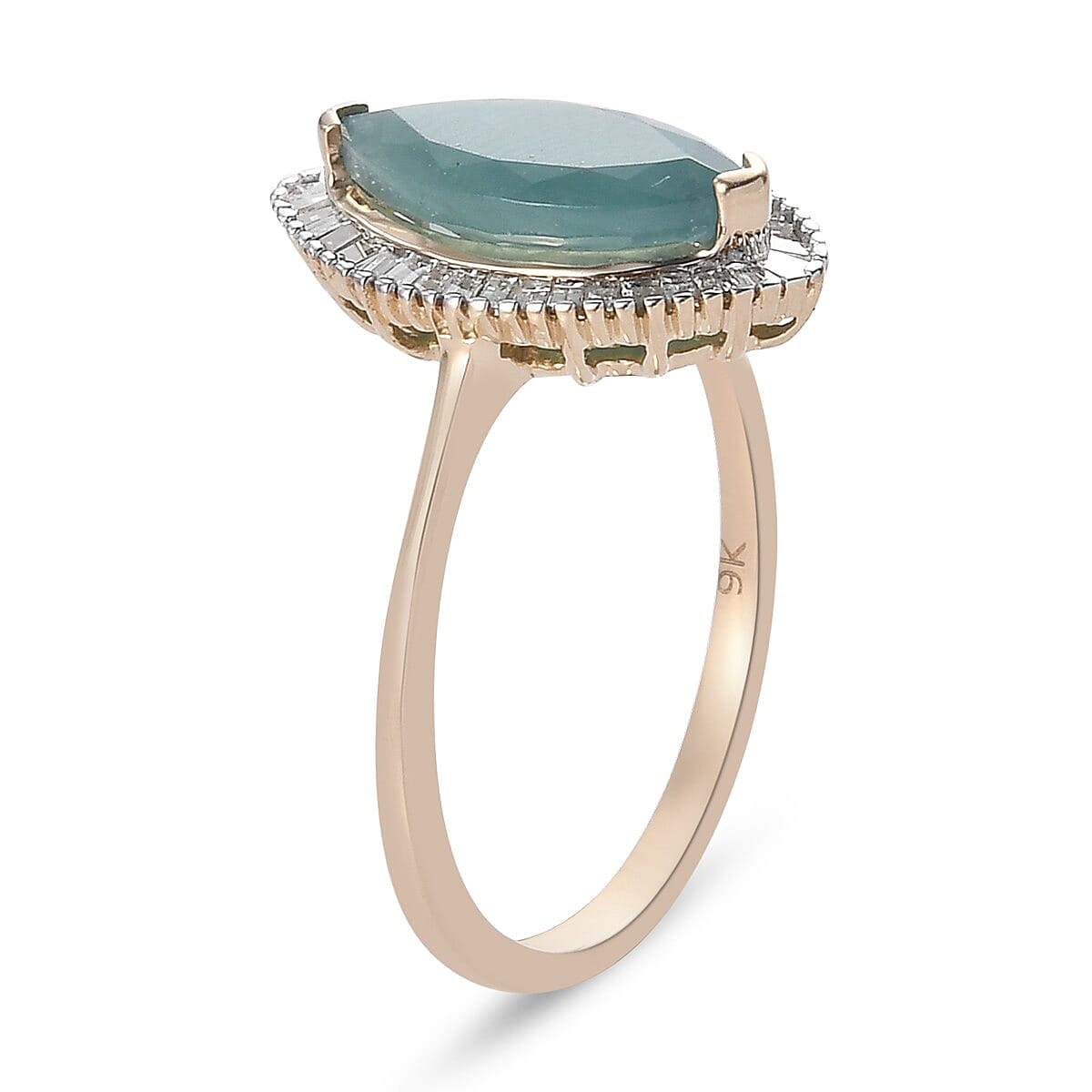 9K Yellow Gold AAA Grandidierite and Diamond Halo Ring 2.06 Ct