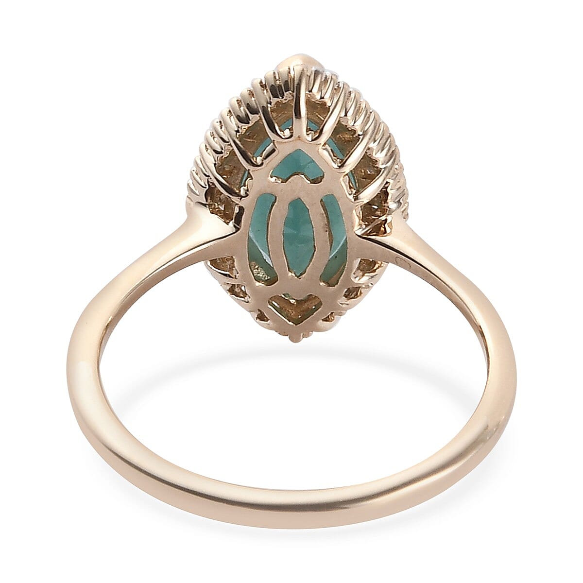 9K Yellow Gold AAA Grandidierite and Diamond Halo Ring 2.06 Ct