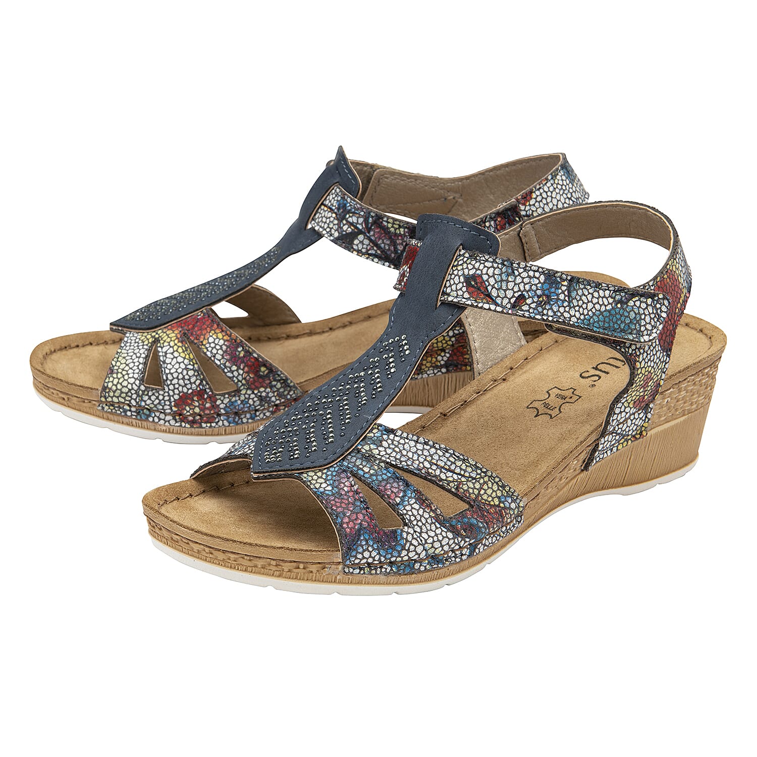 Lotus Vincenza Wedge Sandals (Size 6) - Navy