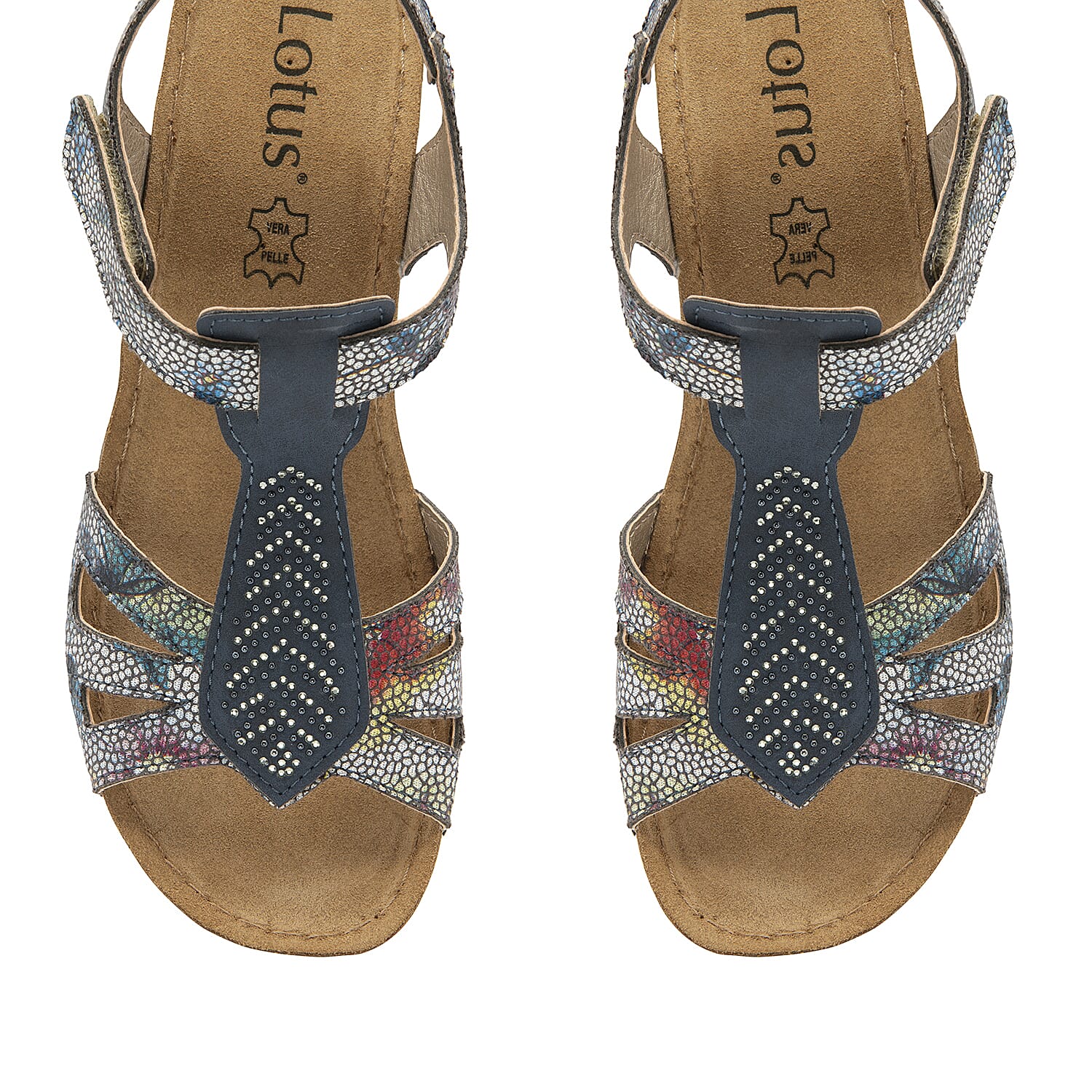 Lotus Vincenza Wedge Sandals (Size 6) - Navy
