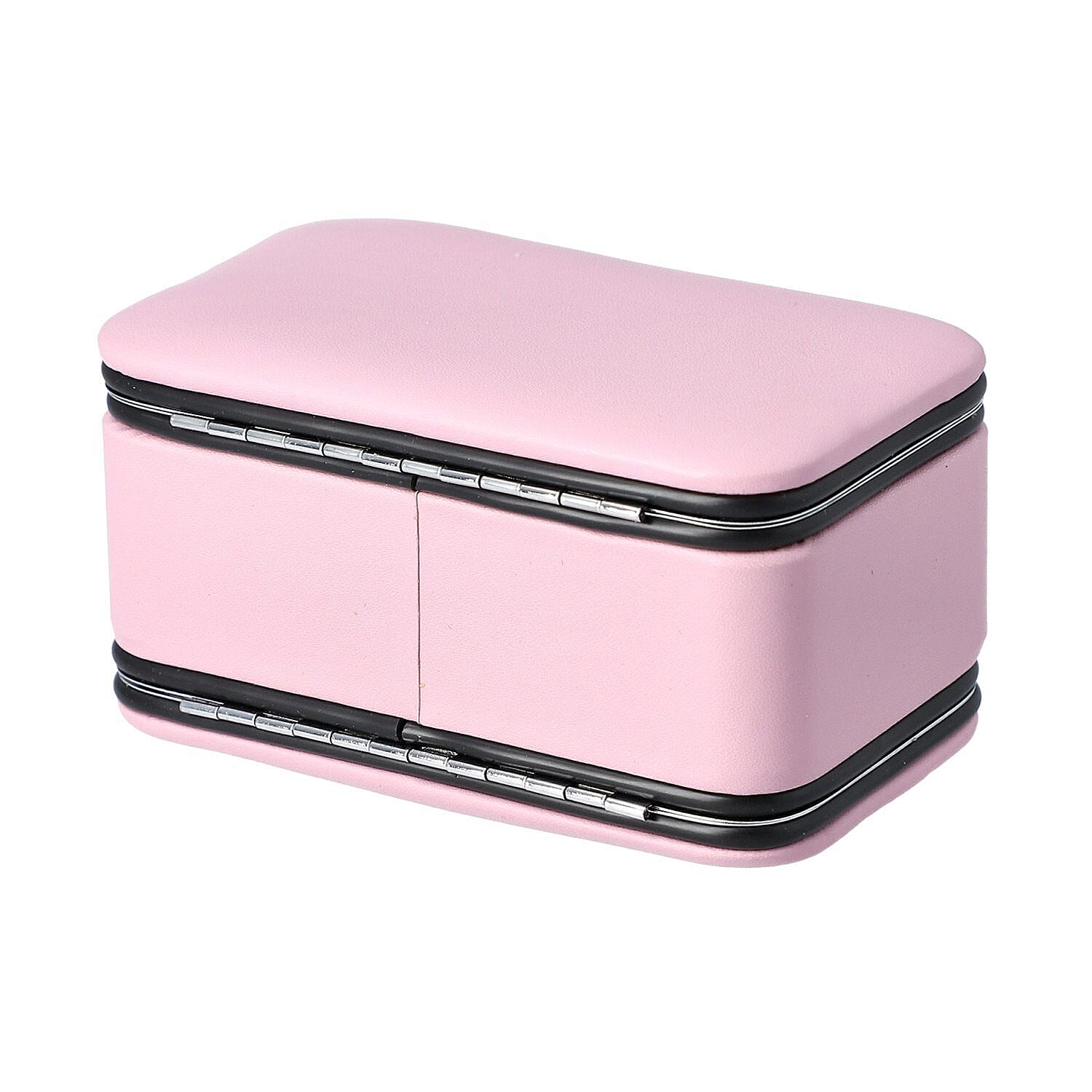 2 in 1 - Six Piece Manicure Set and Travel Jewellery Organiser with Inside Mirror (Size 12x6x6cm) - Pink