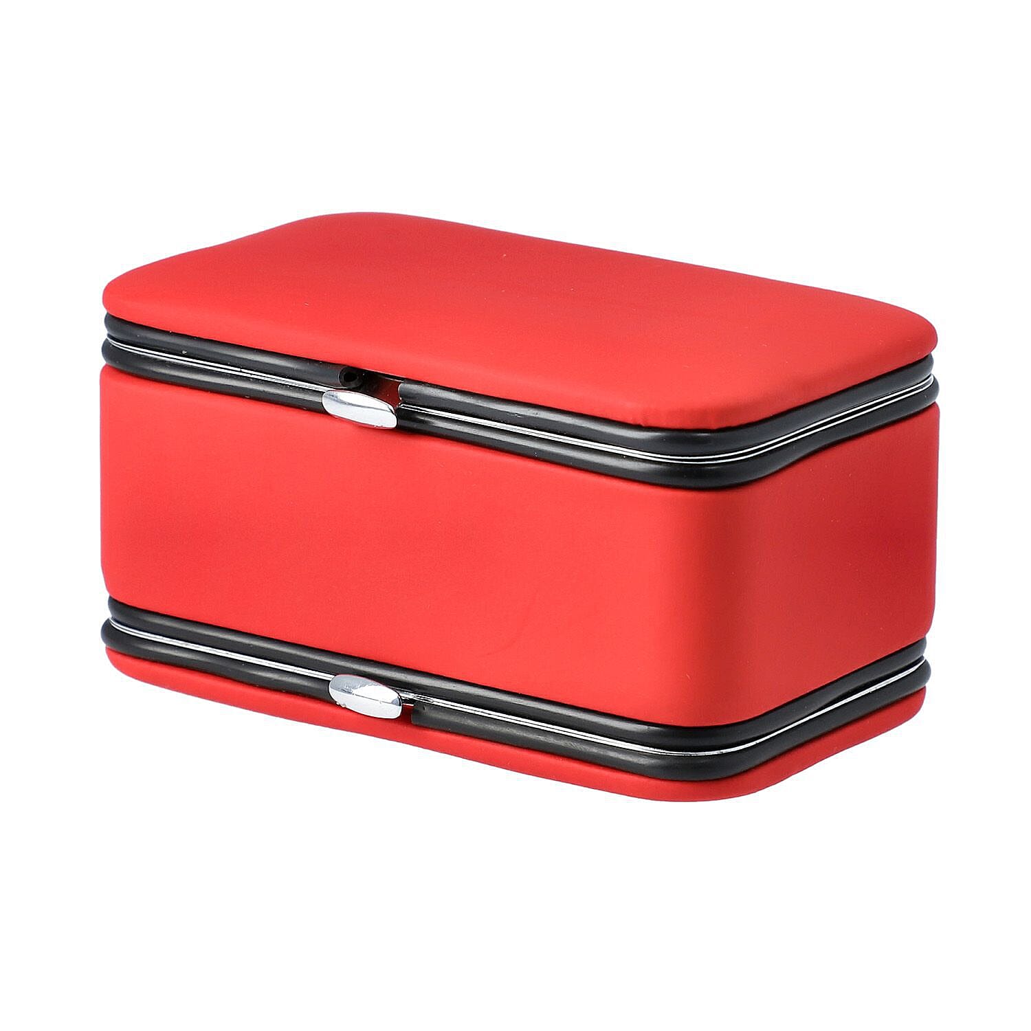 2 in 1 - Six Piece Manicure Set and Travel Jewellery Organiser with Inside Mirror (Size 12x6x6cm) - Red