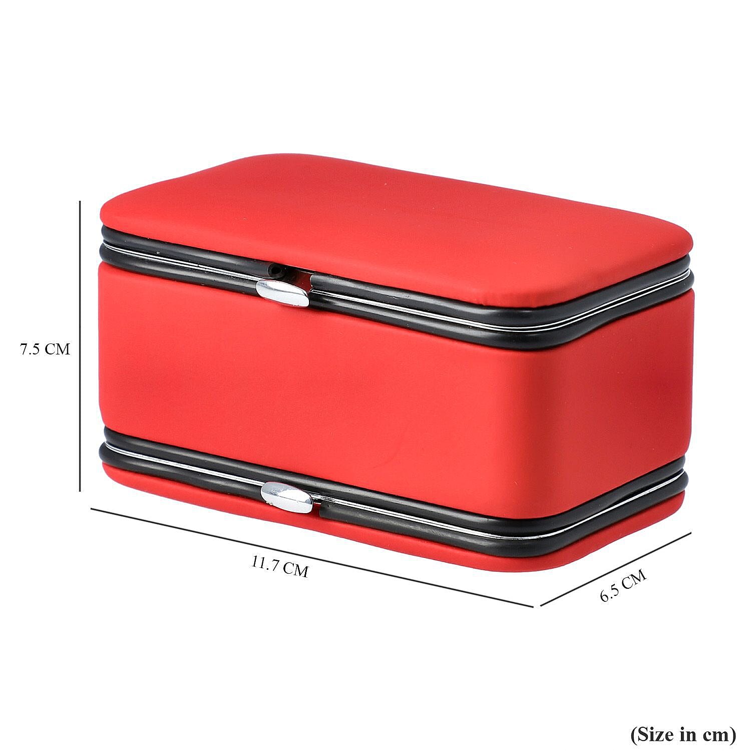 2 in 1 - Six Piece Manicure Set and Travel Jewellery Organiser with Inside Mirror (Size 12x6x6cm) - Red