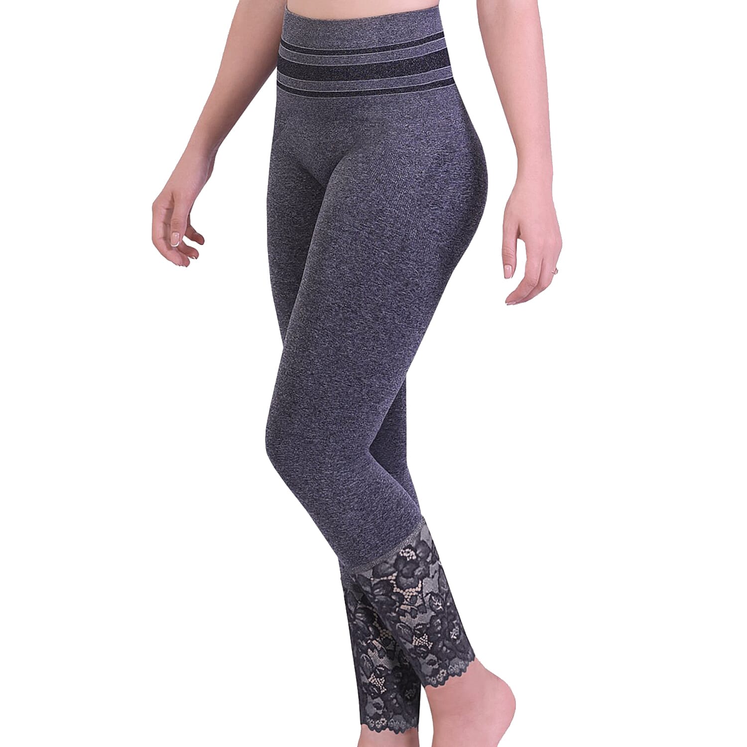 SANKOM SWITZERLAND Patent Shaper leggings with Lace - Grey (Size XL-XXL, 18 Plus)