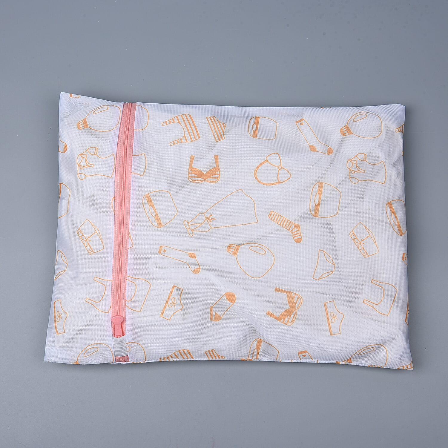 Set of 5 - Laundry Bag (Size Small-30x40Cm, Medium-40x50Cm, Large-50x60Cm, Long Pillar-22x33Cm & Short Pillar-15x18Cm) - White & Orange