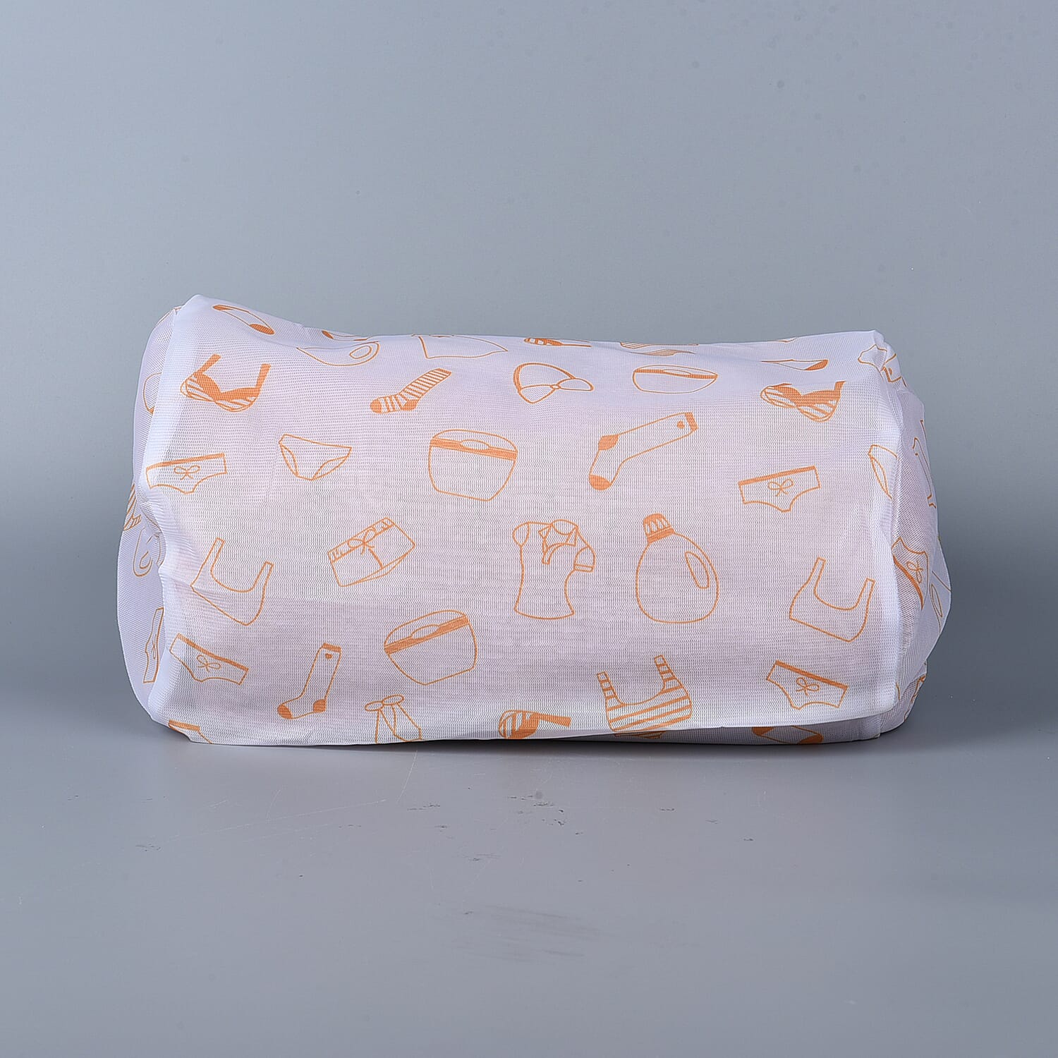 Set of 5 - Laundry Bag (Size Small-30x40Cm, Medium-40x50Cm, Large-50x60Cm, Long Pillar-22x33Cm - Short Pillar-15x18Cm) - White - Orange