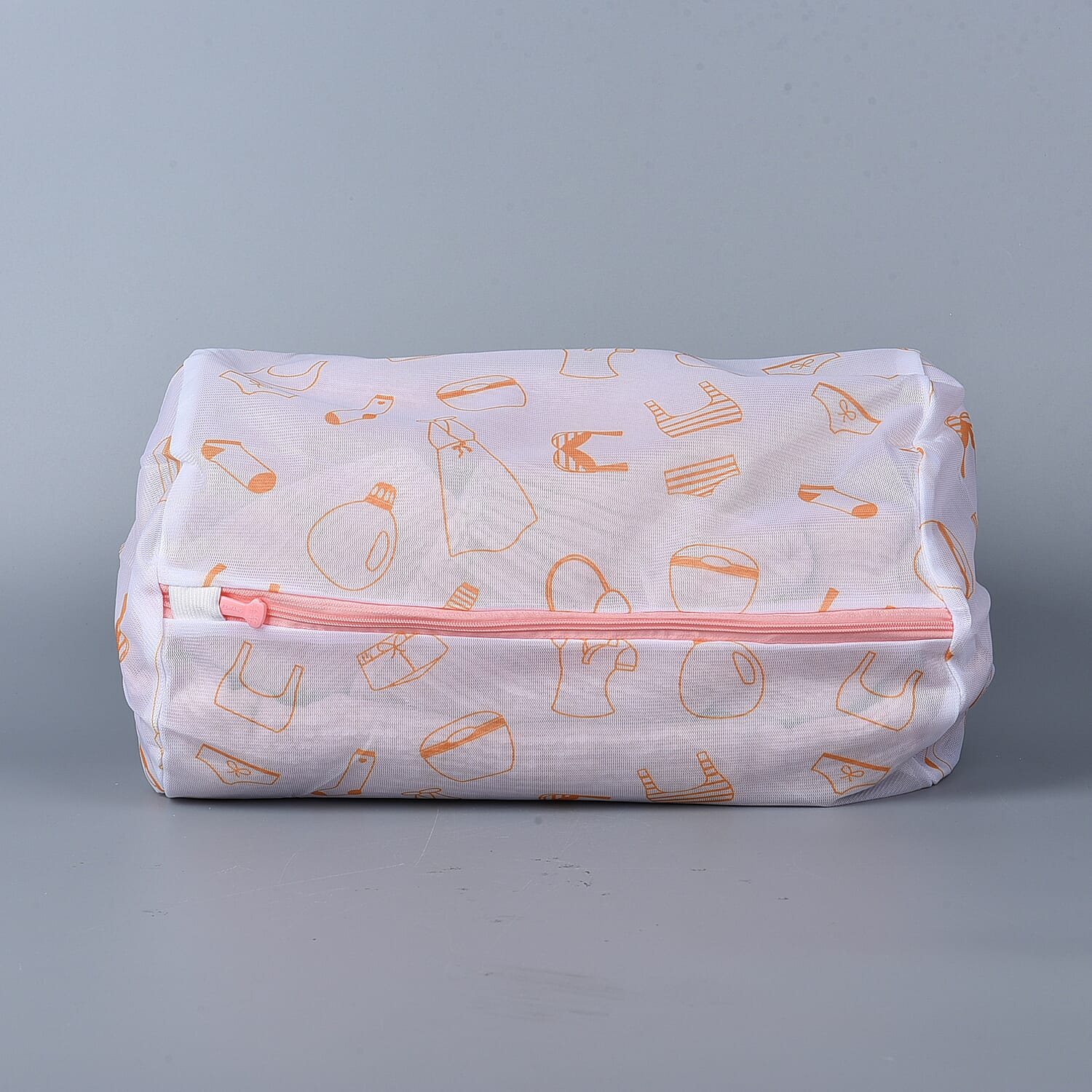 Set of 5 - Laundry Bag (Size Small-30x40Cm, Medium-40x50Cm, Large-50x60Cm, Long Pillar-22x33Cm - Short Pillar-15x18Cm) - White - Orange