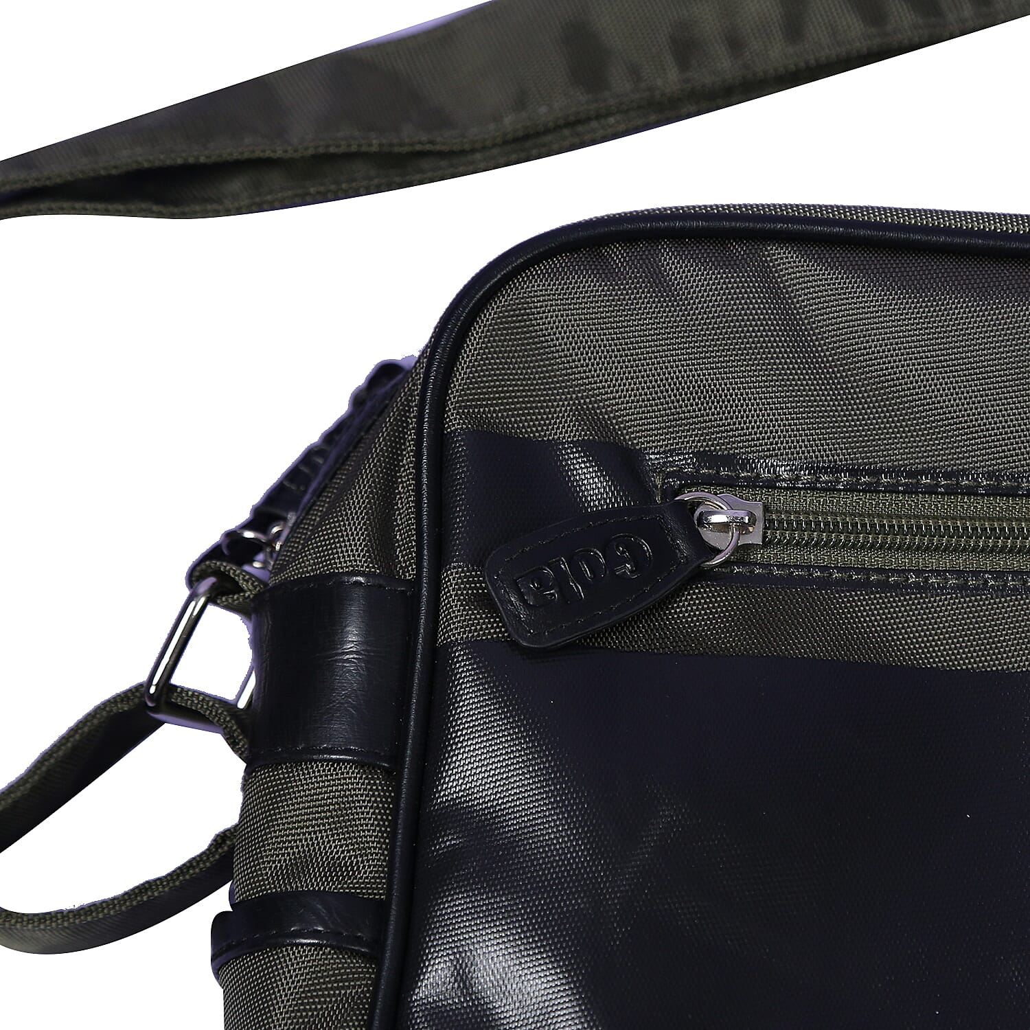 GOLA Redford Gloss Stripe Satchel Bag with Shoulder Strap and Zip Fastener (Size:36x27x12Cm) - Khaki & Black