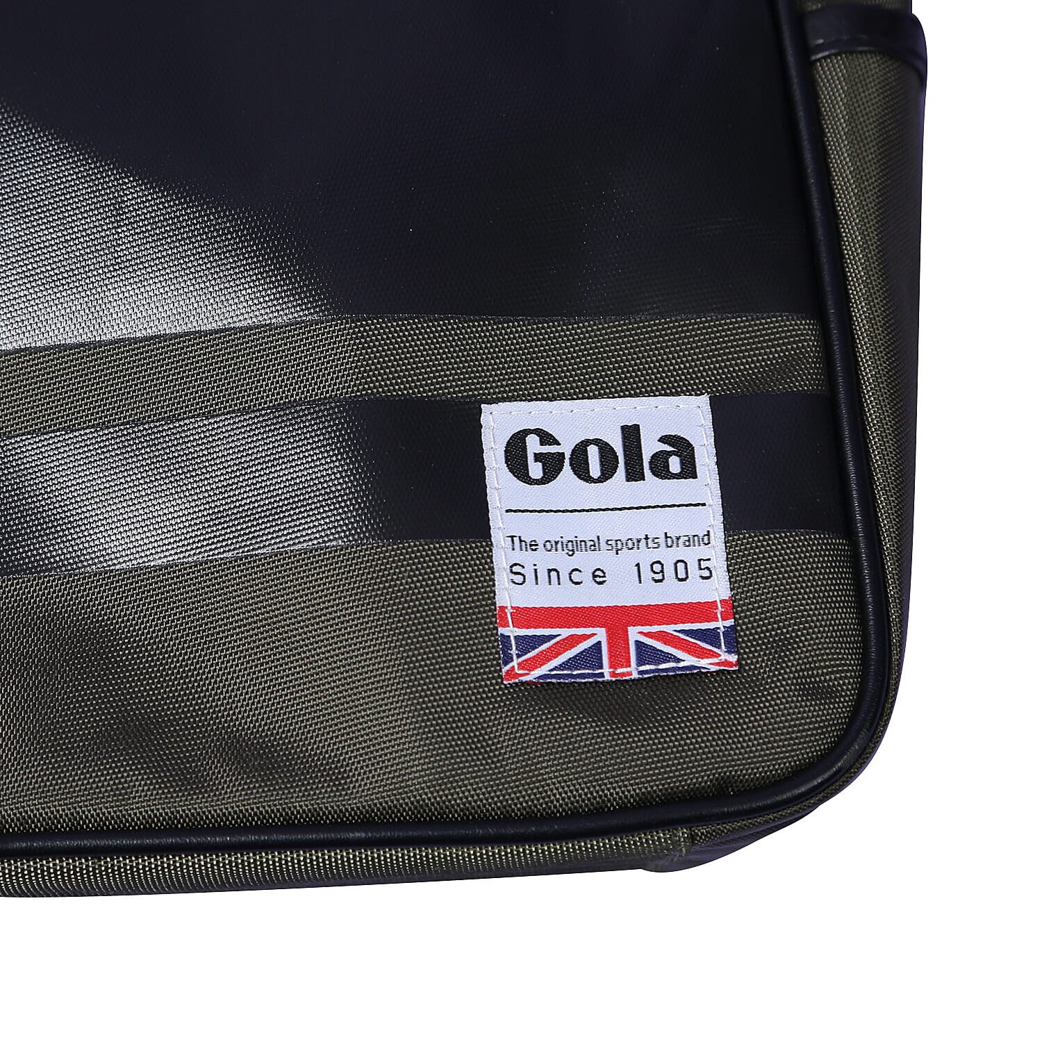GOLA Redford Gloss Stripe Satchel Bag with Shoulder Strap and Zip Fastener (Size:36x27x12Cm) - Khaki & Black