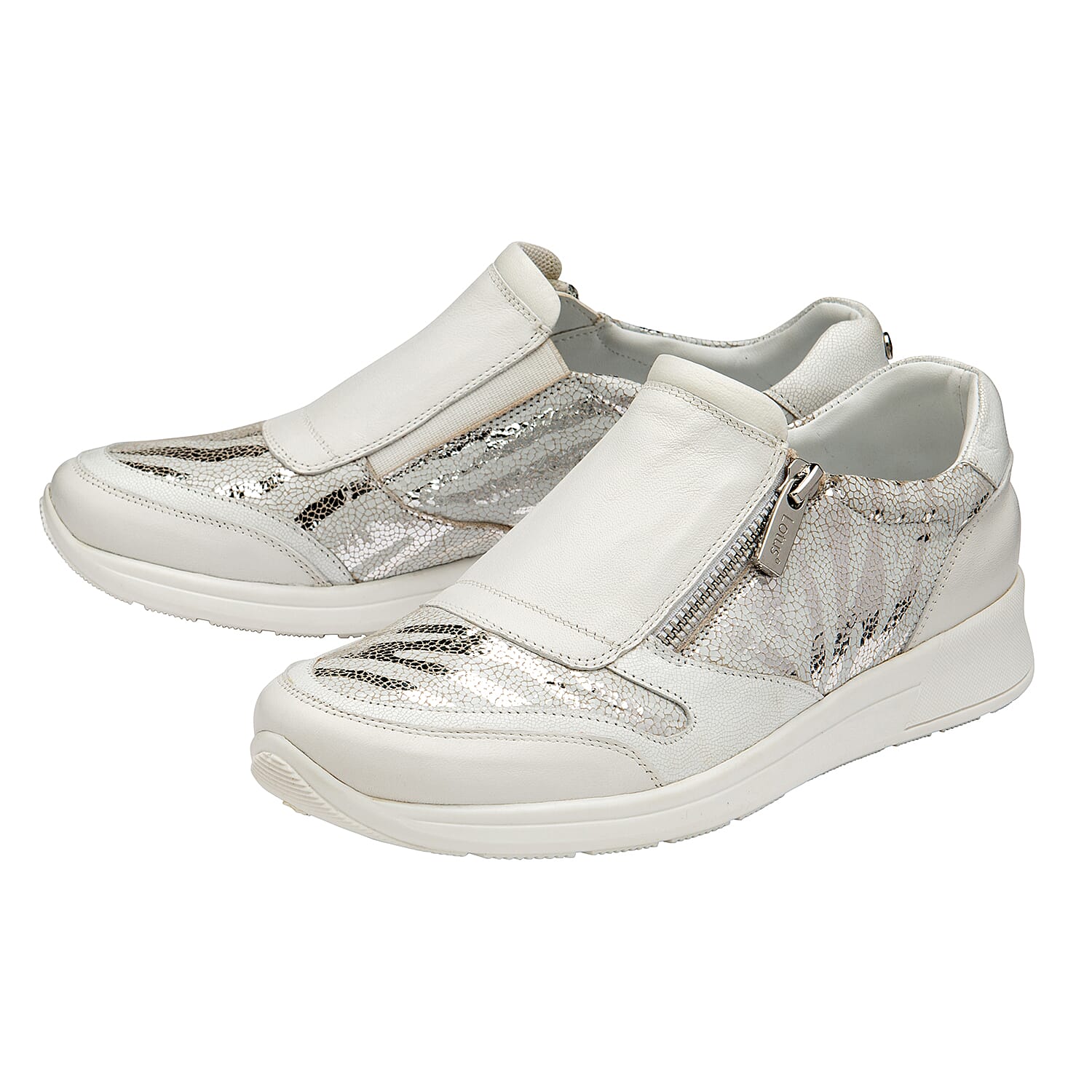 LOTUS Sian Leopard Print Slip On Trainers (Size 3) - White