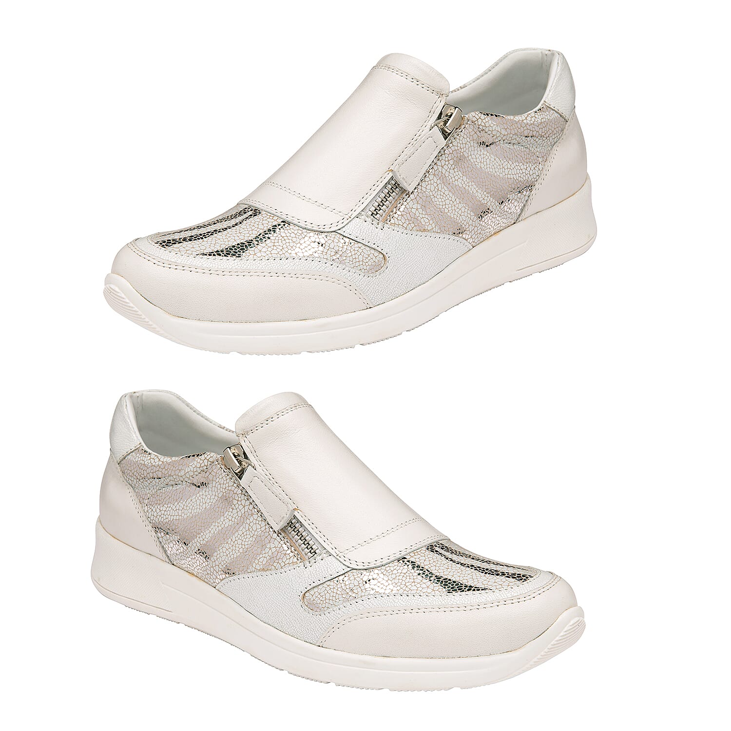 LOTUS Sian Leopard Print Slip On Trainers (Size 3) - White