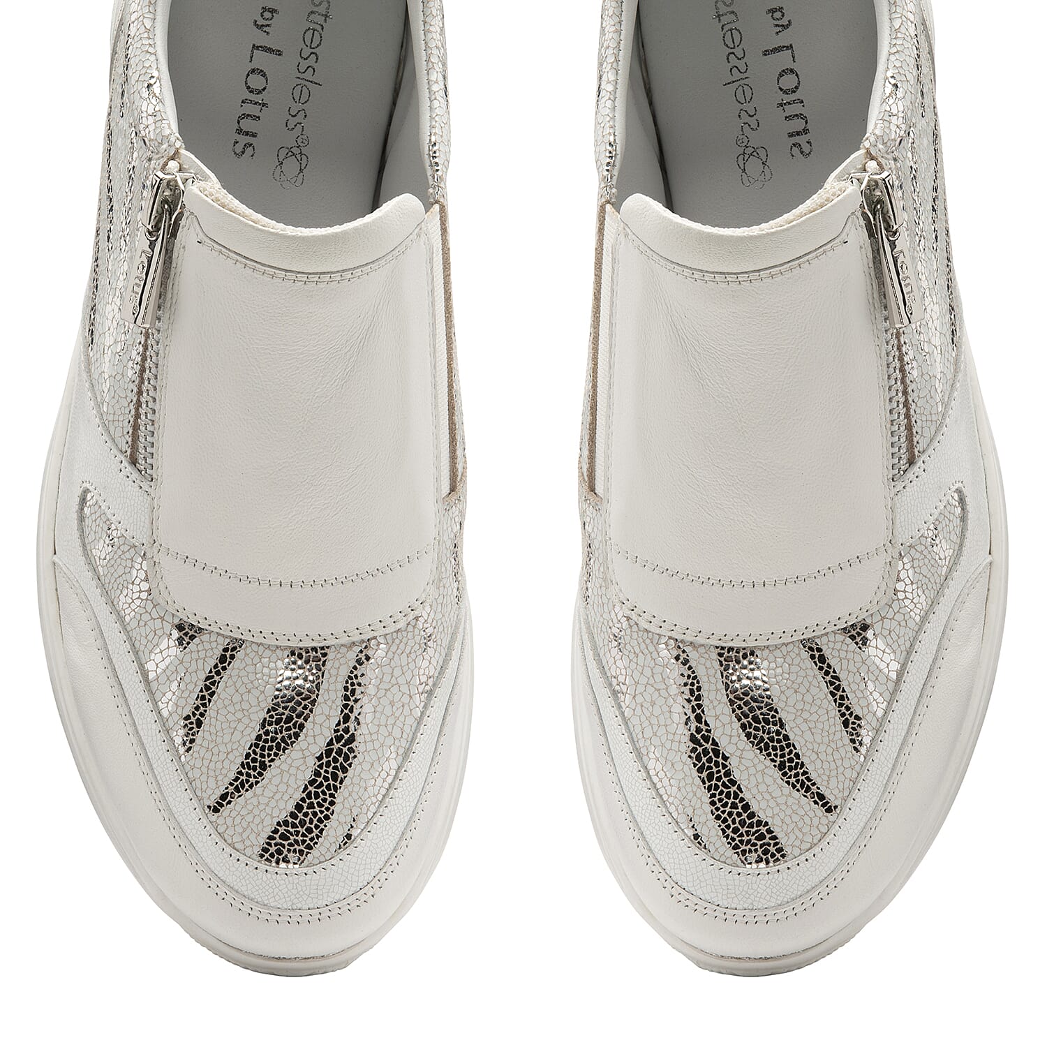 LOTUS Sian Leopard Print Slip On Trainers (Size 3) - White