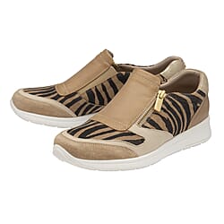 LOTUS Sian Zebra Print Slip On Trainers (Size 4) - Natural