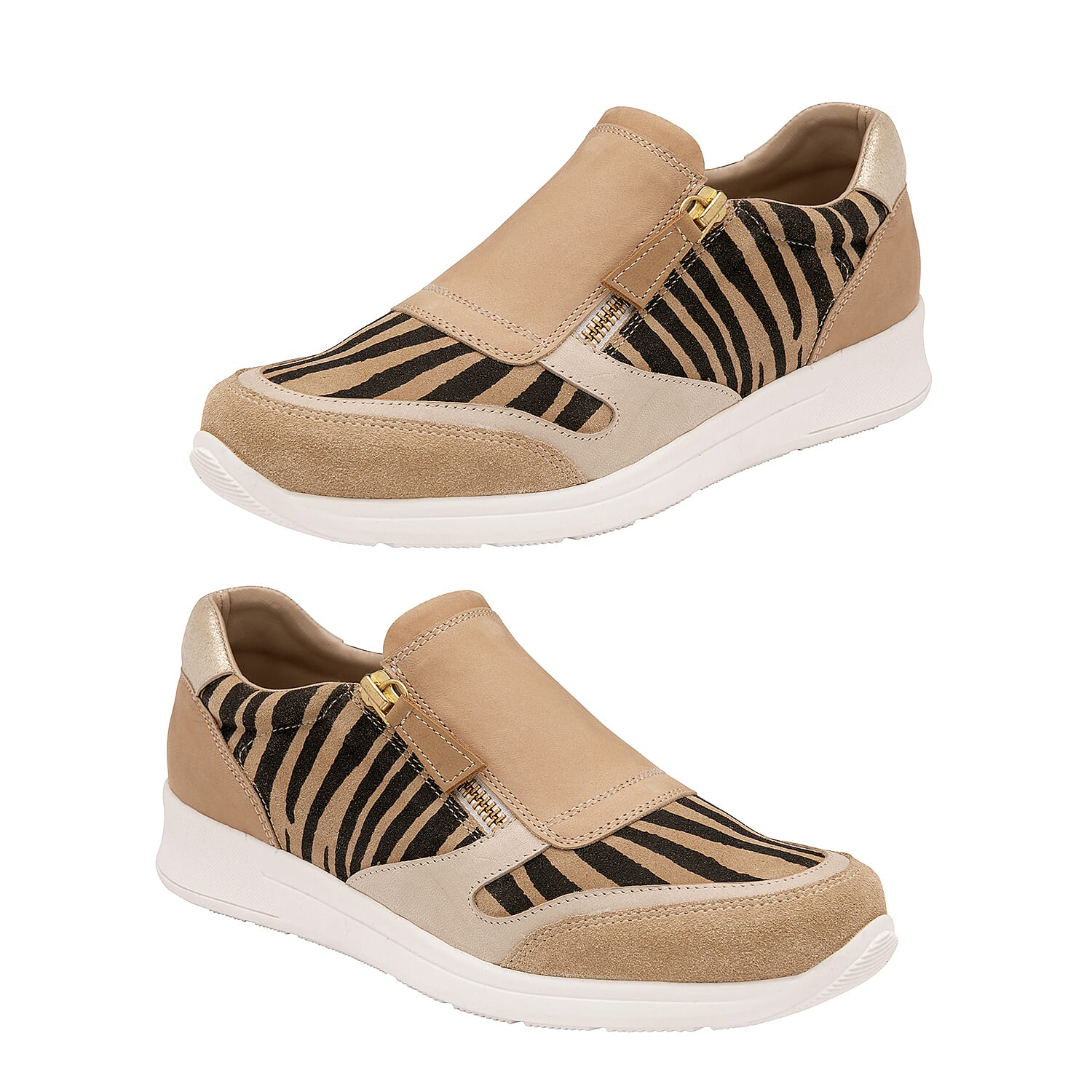 LOTUS Sian Leopard Print Slip On Trainers (Size 3) - White