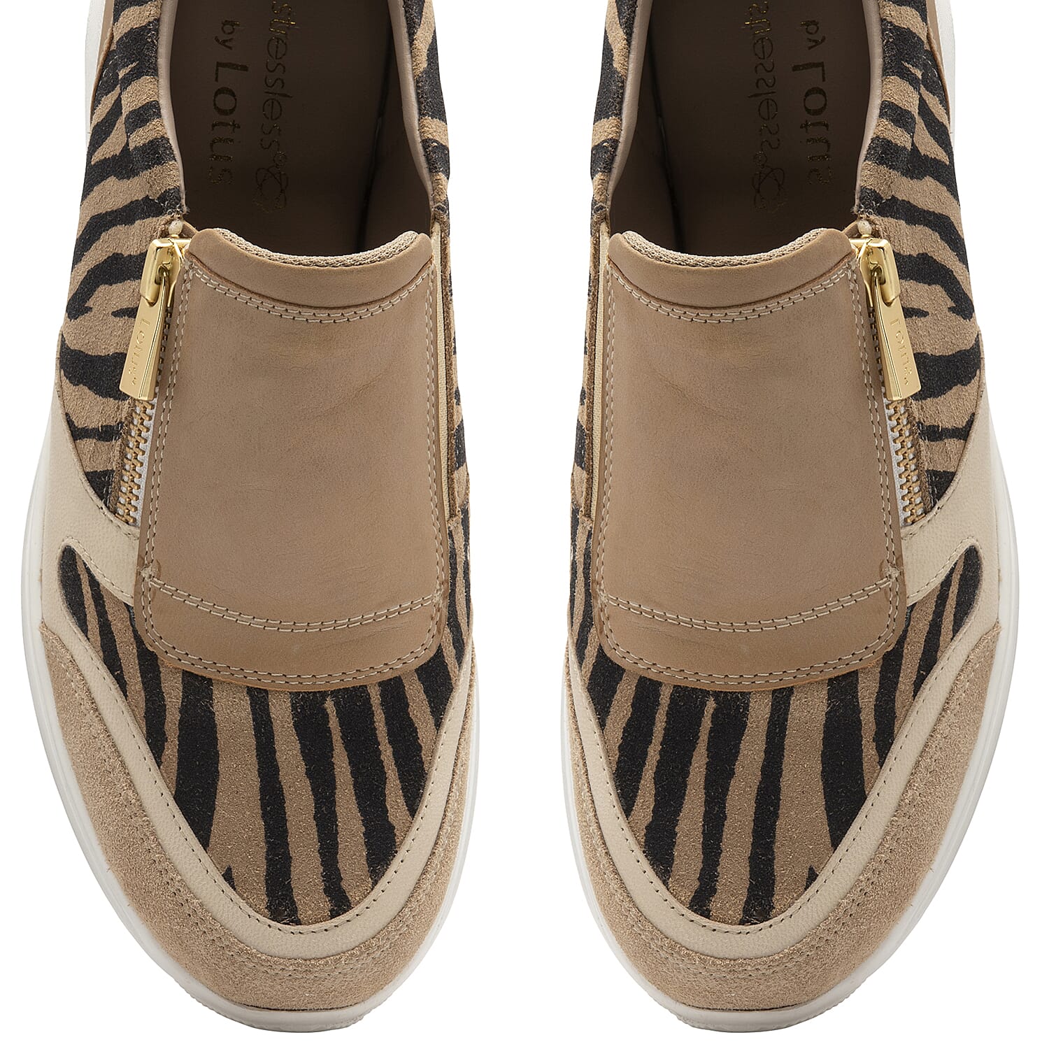 LOTUS Sian Leopard Print Slip On Trainers (Size 3) - White