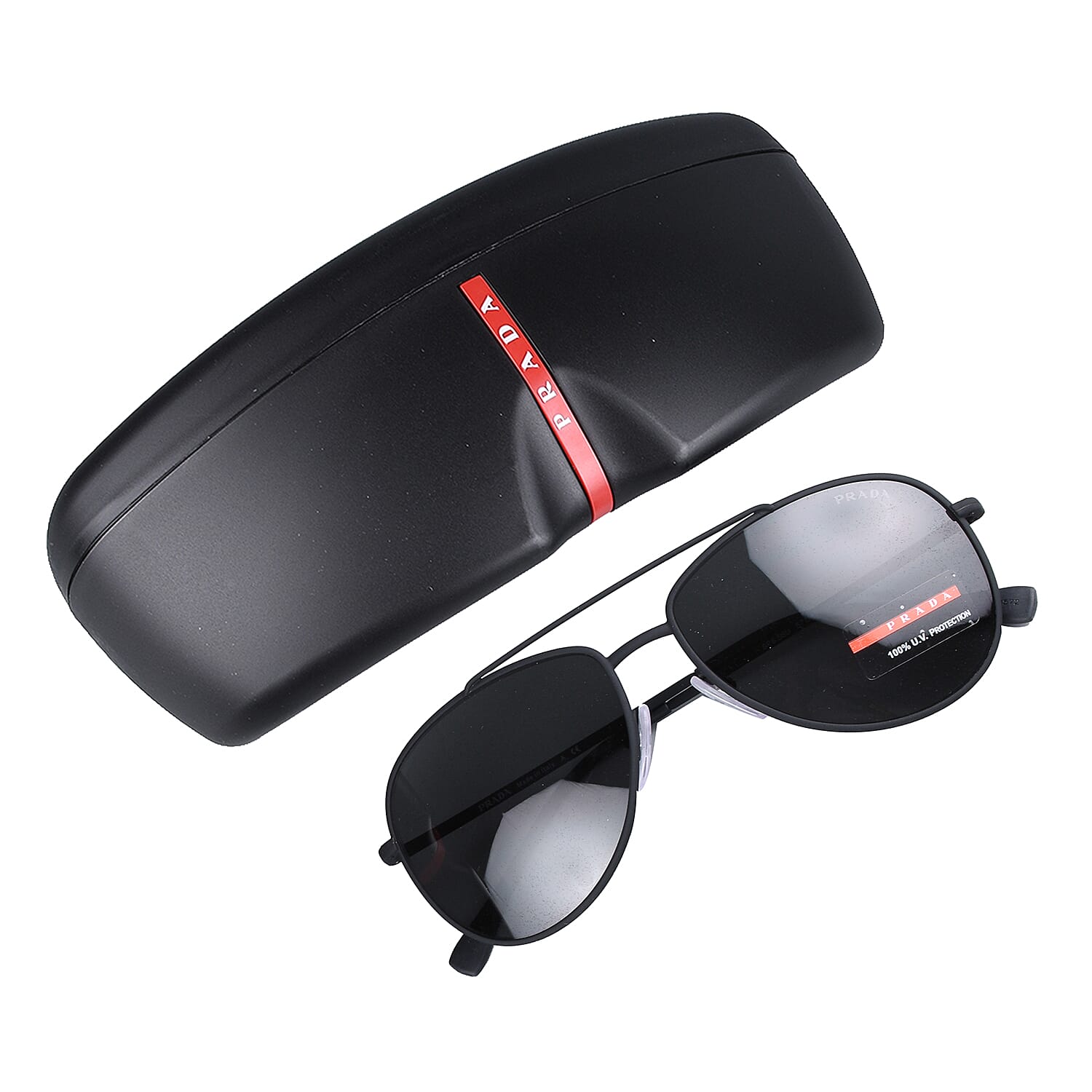 Prada Sunglasses Unisex Black Metal Aviator
